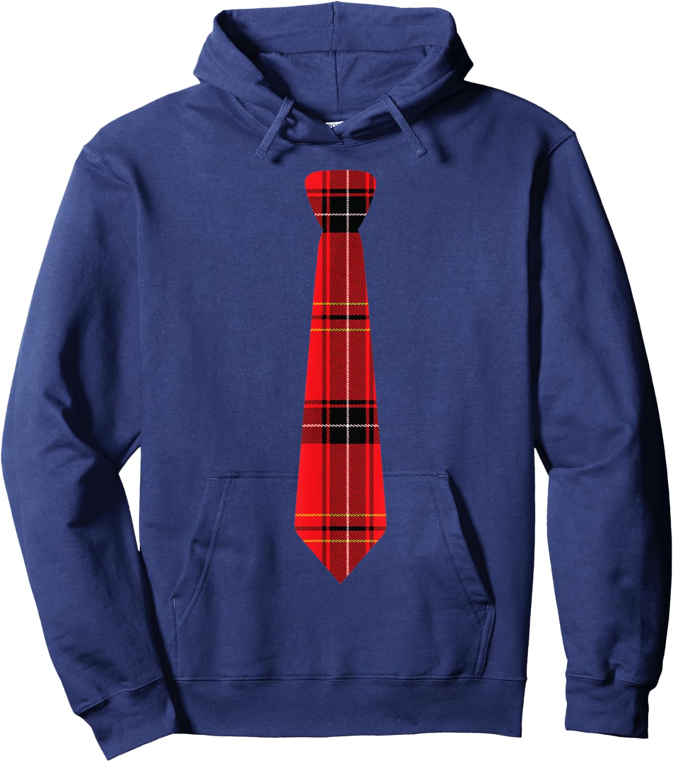 Novelty Red Plaid Necktie Design Hoodie - Hoodie | Navy