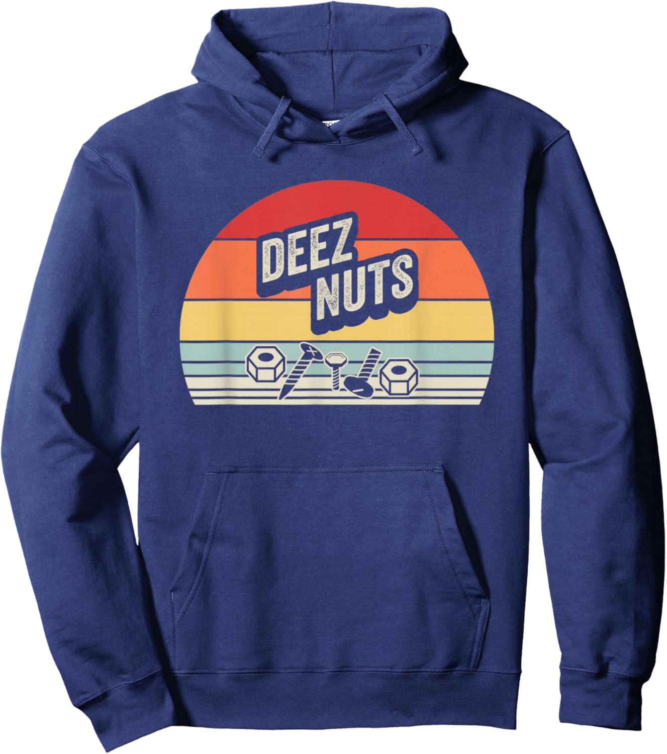 Deez Nuts Funny Retro Vintage Sunset Graphic Hoodie - Hoodie | Navy