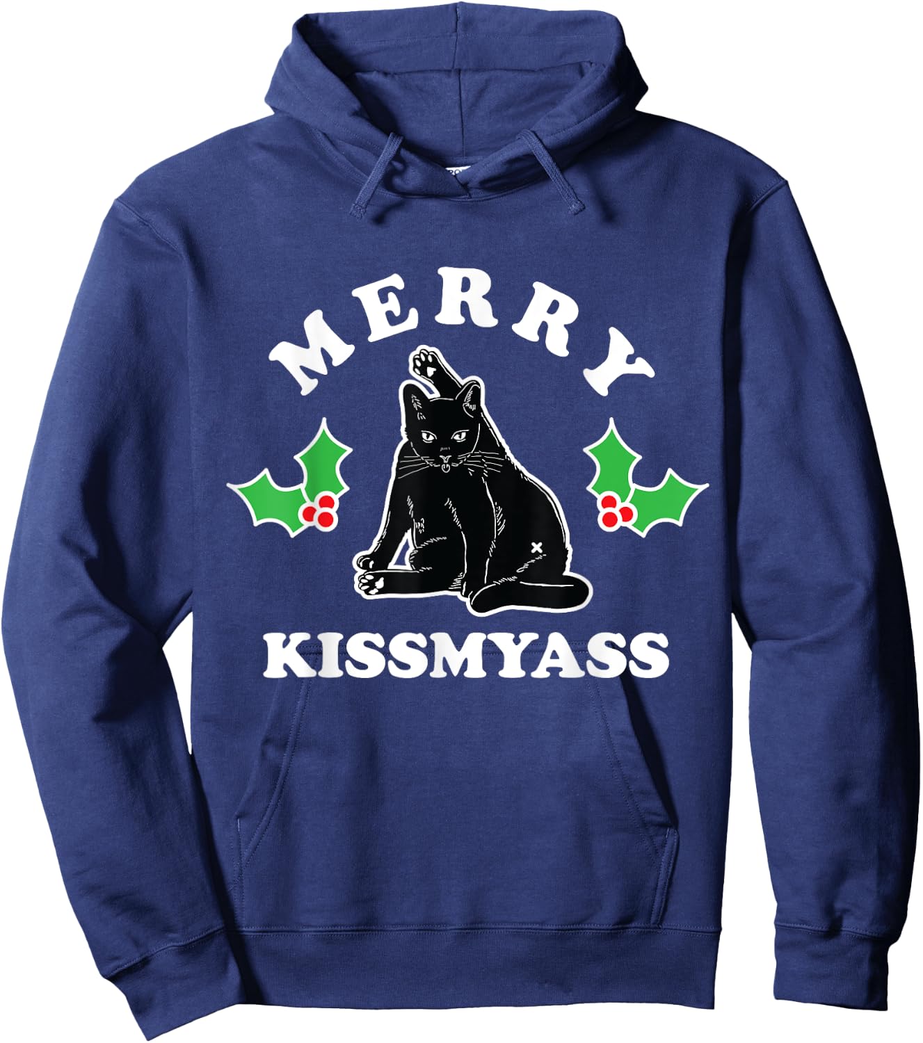 Merry Kissmyass Christmas Kitty Cat Butt Women Hoodie - Hoodie | Navy