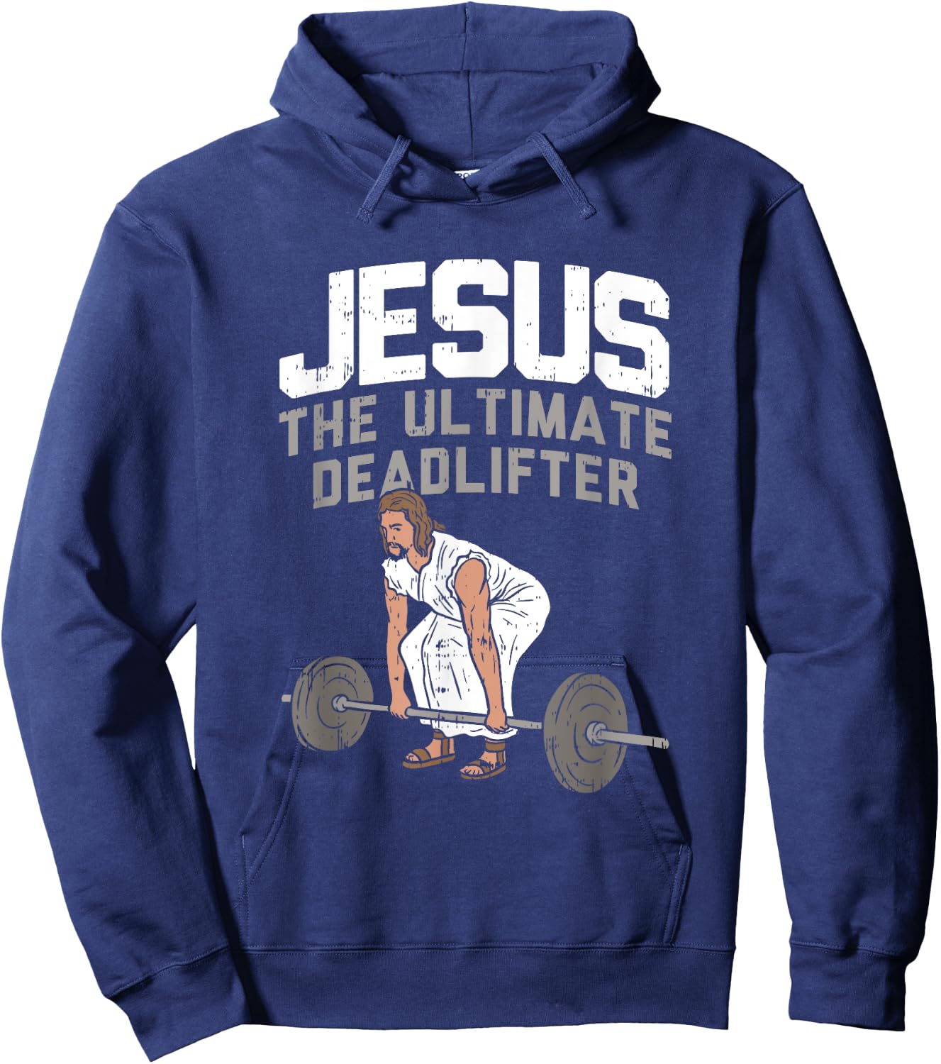 Deadlift Jesus I Christian Weightlifting Funny Workout Gym Hoodie - Hoodie | Navy