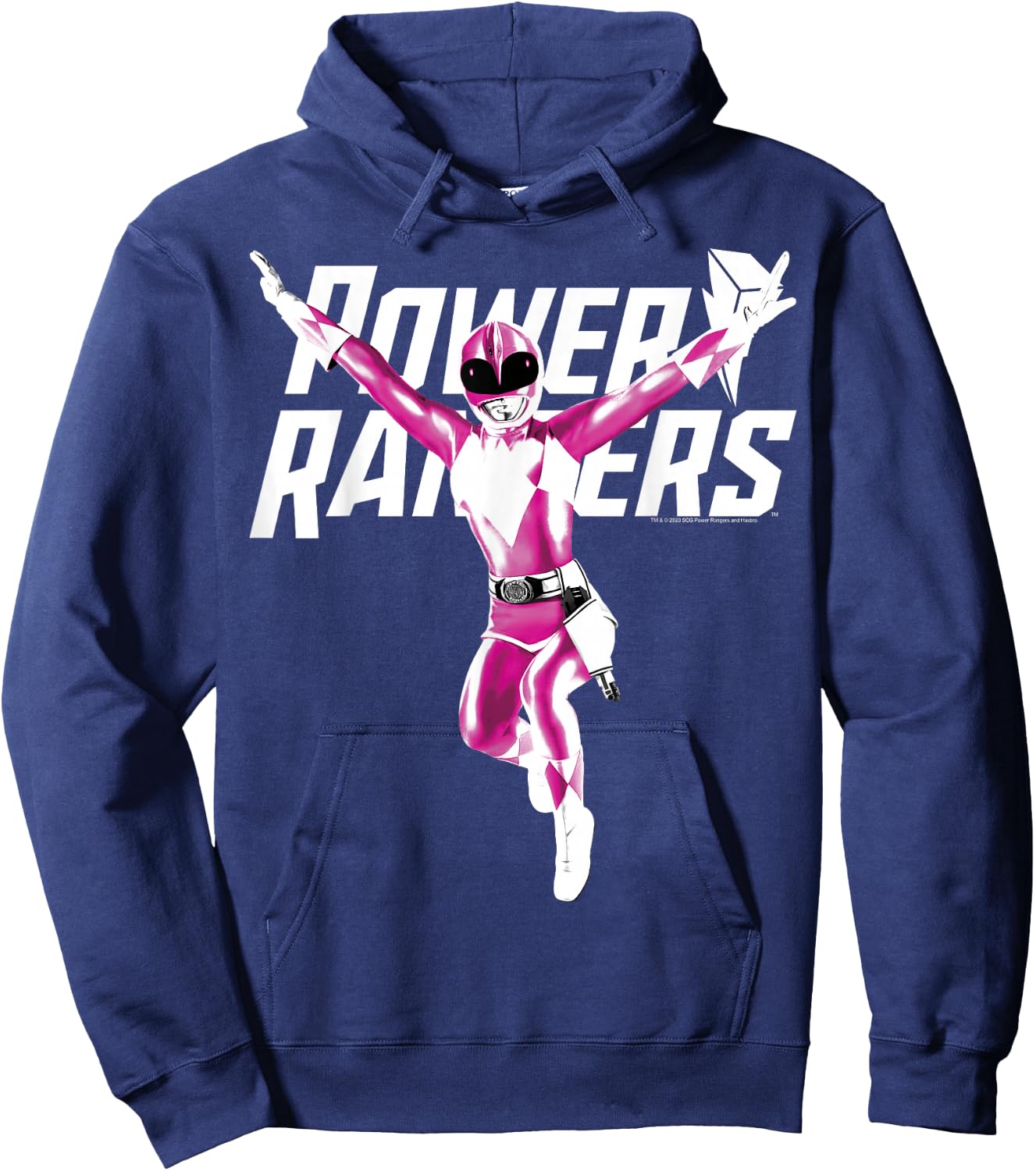 Power Rangers Pink Ranger Karate Action Pose Logo Small Hoodie - Hoodie | Navy