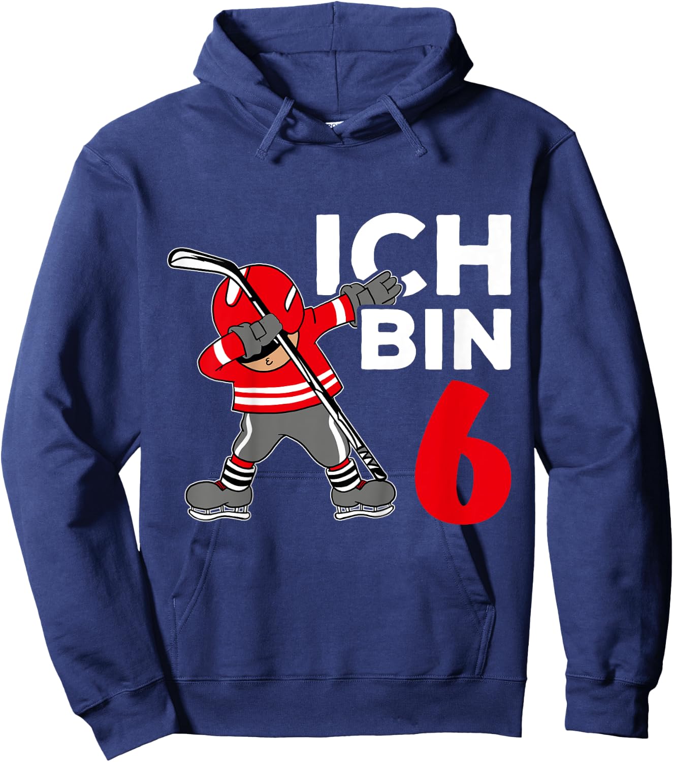 Kinder Ich Bin 6 Eishockey Hockey Geburtstag Eishockeyspieler Hoodie - Hoodie | Navy