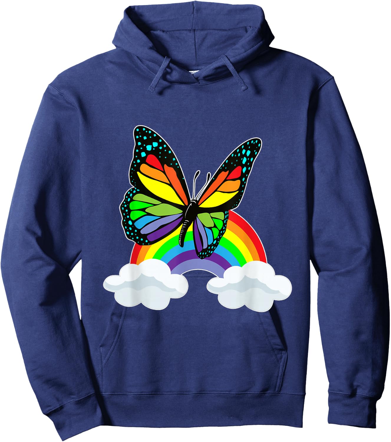 Butterfly Rainbow Clouds Hoodie - Hoodie | Navy