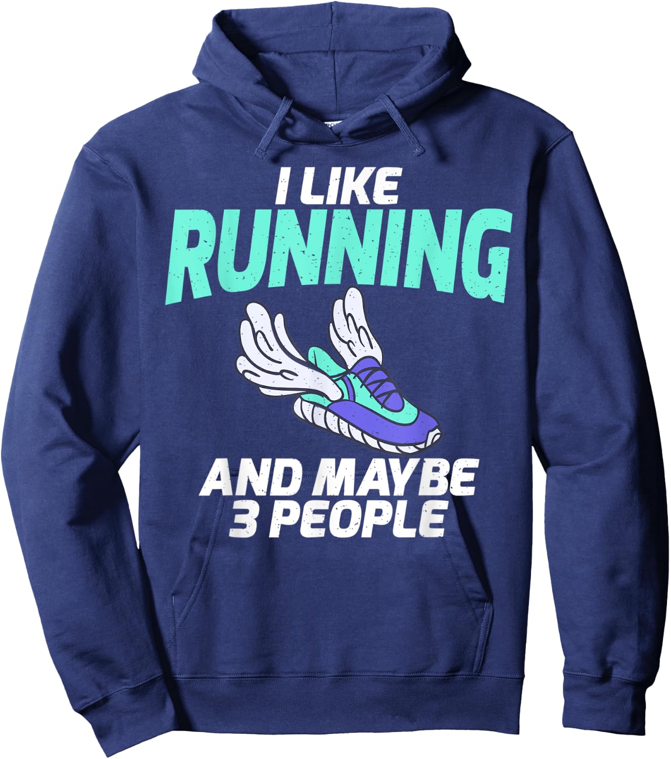 I like Running and maybe 3 People Marathon Runner Hoodie - Hoodie | Navy
