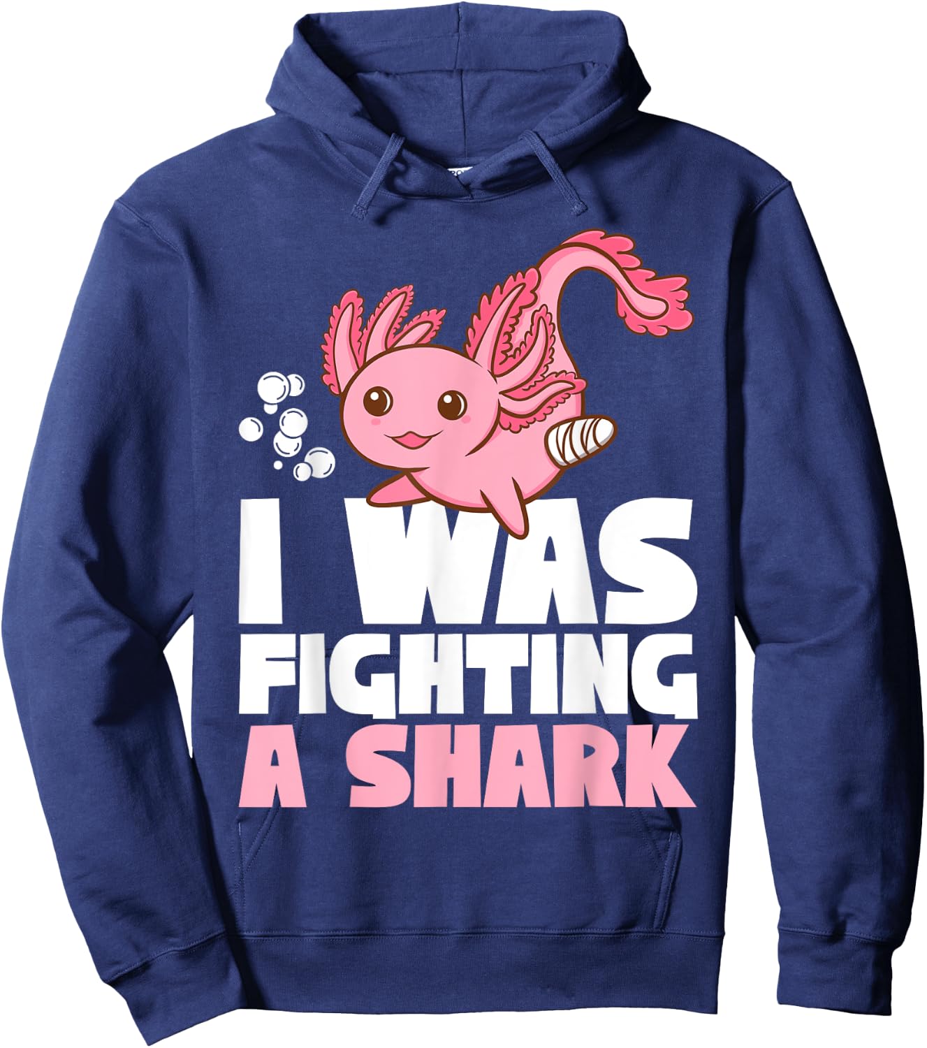 Get well recovery fighting a shark Broken Leg Axolotl Kids Hoodie - Hoodie | Navy