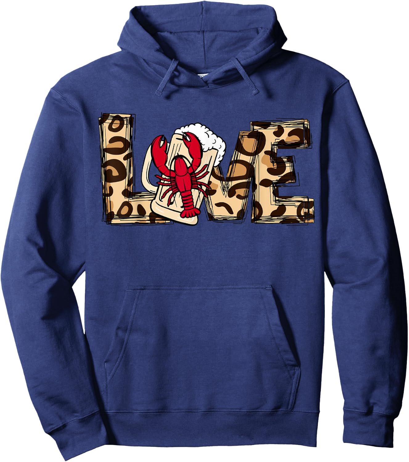 Crawfish and Beer Lovers Women's Leopard Love Crayfish Hoodie - Hoodie | Navy