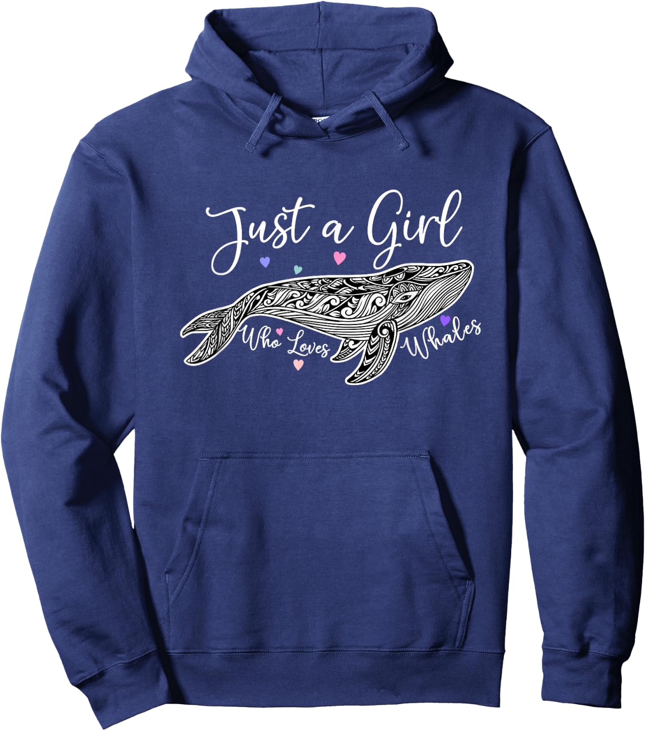 JUST A GIRL WHO LOVES WHALES cute design of Humpback Whale Hoodie - Hoodie | Navy