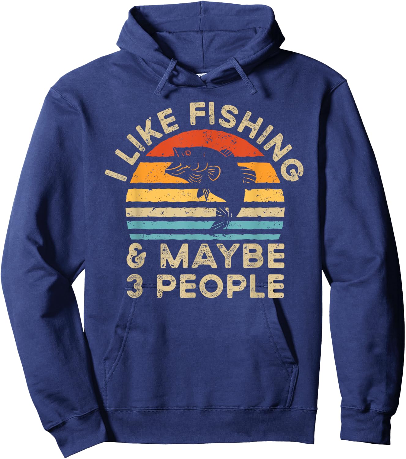 I Like Fishing And Maybe 3 People Retro Vintage Hoodie - Hoodie | Navy