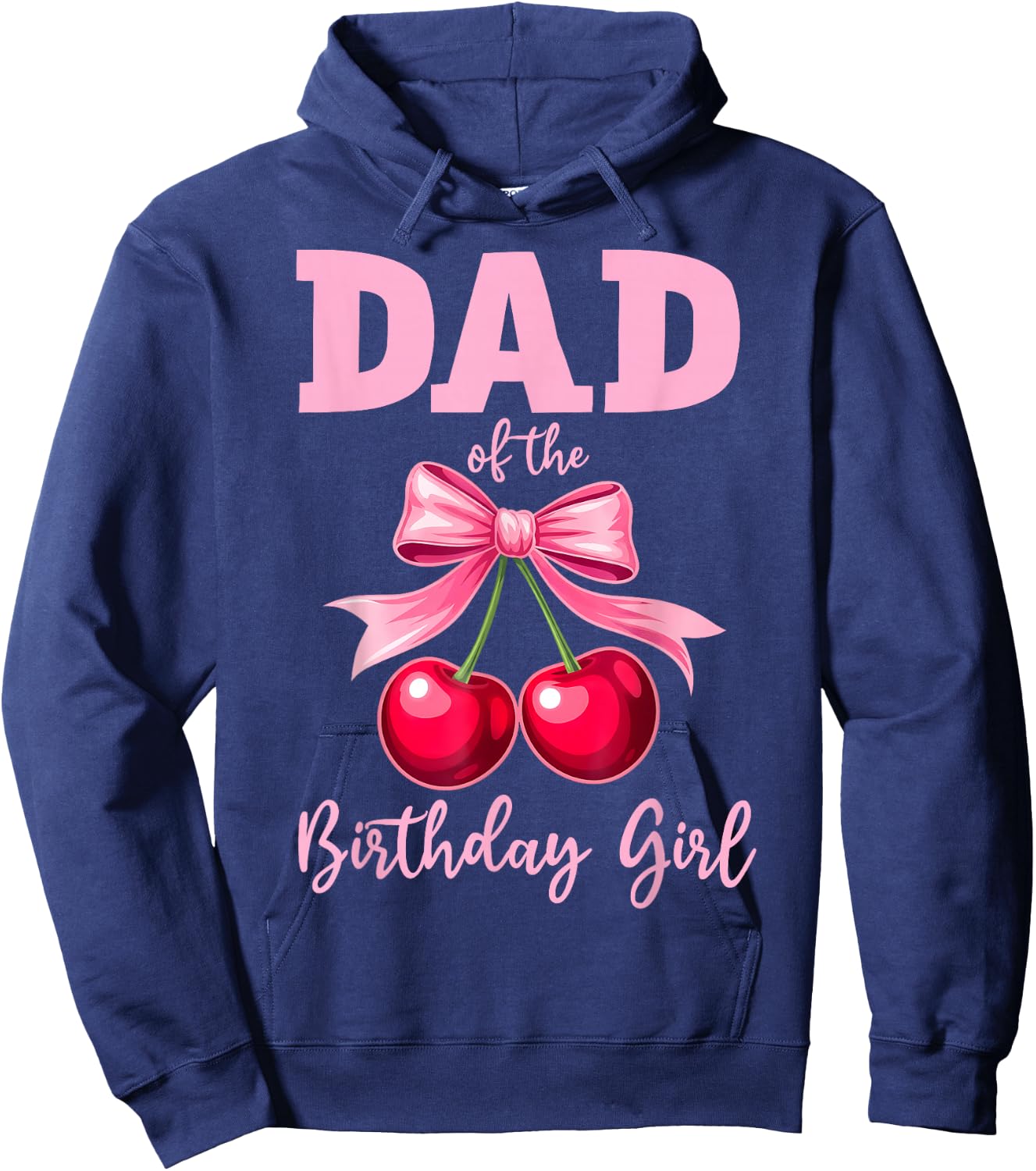 Cherry Coquette Bow Dad of The Birthday Girl Family Matching Hoodie - Hoodie | Navy