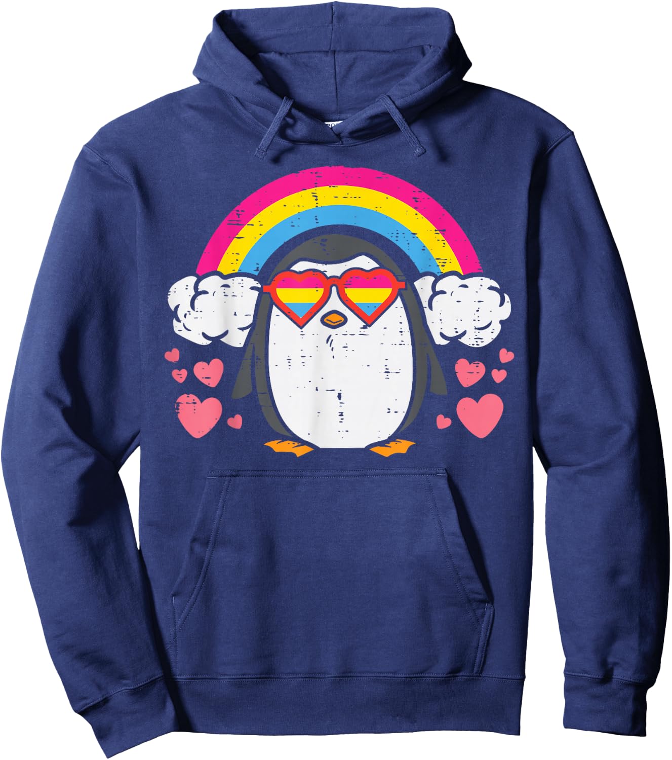 Penguin Pansexual Sunglasses Rainbow Pan Pride Men Women Hoodie - Hoodie | Navy