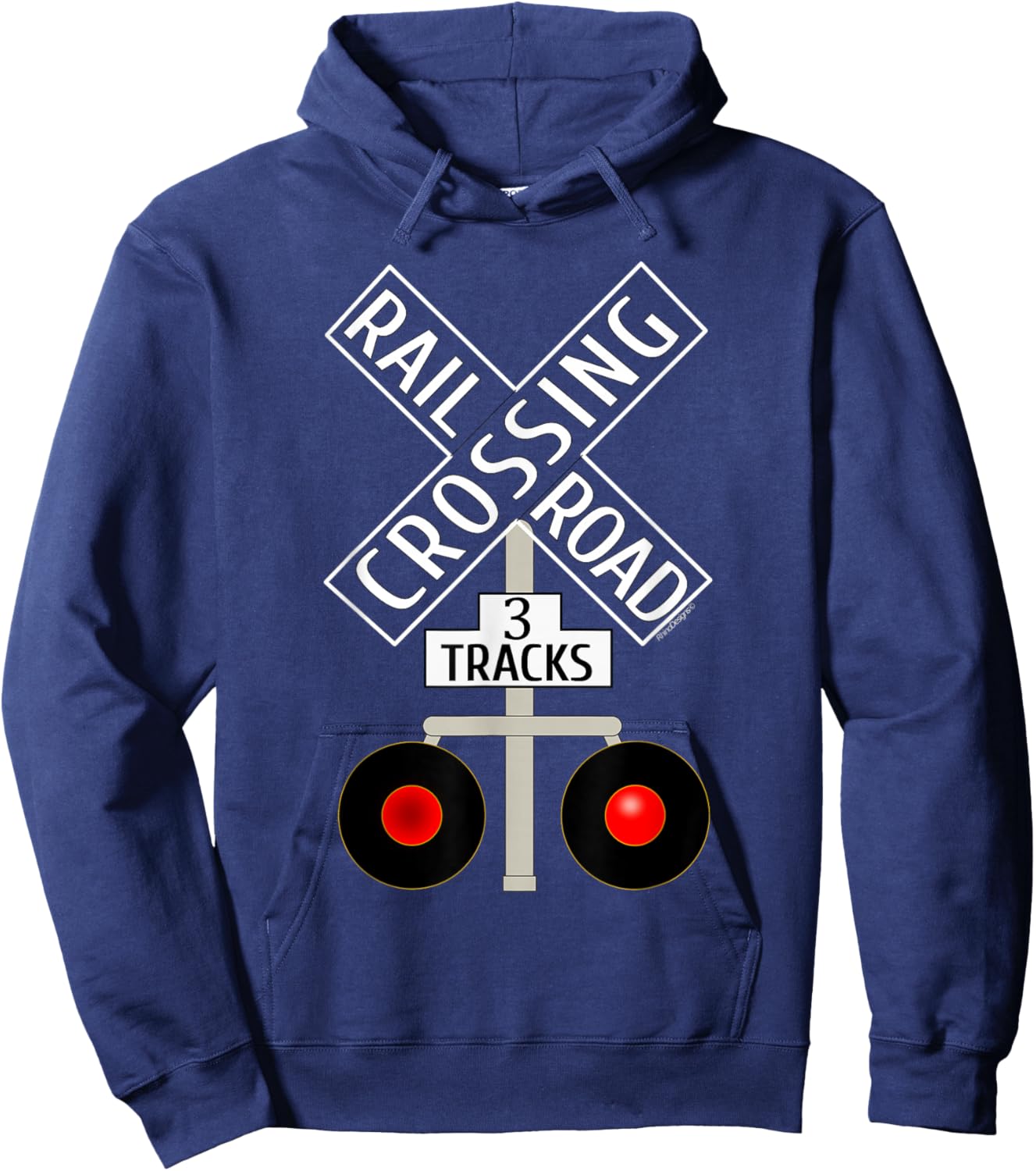 Train Railroad Crossing Lights tracks road sign Hoodie - Hoodie | Navy