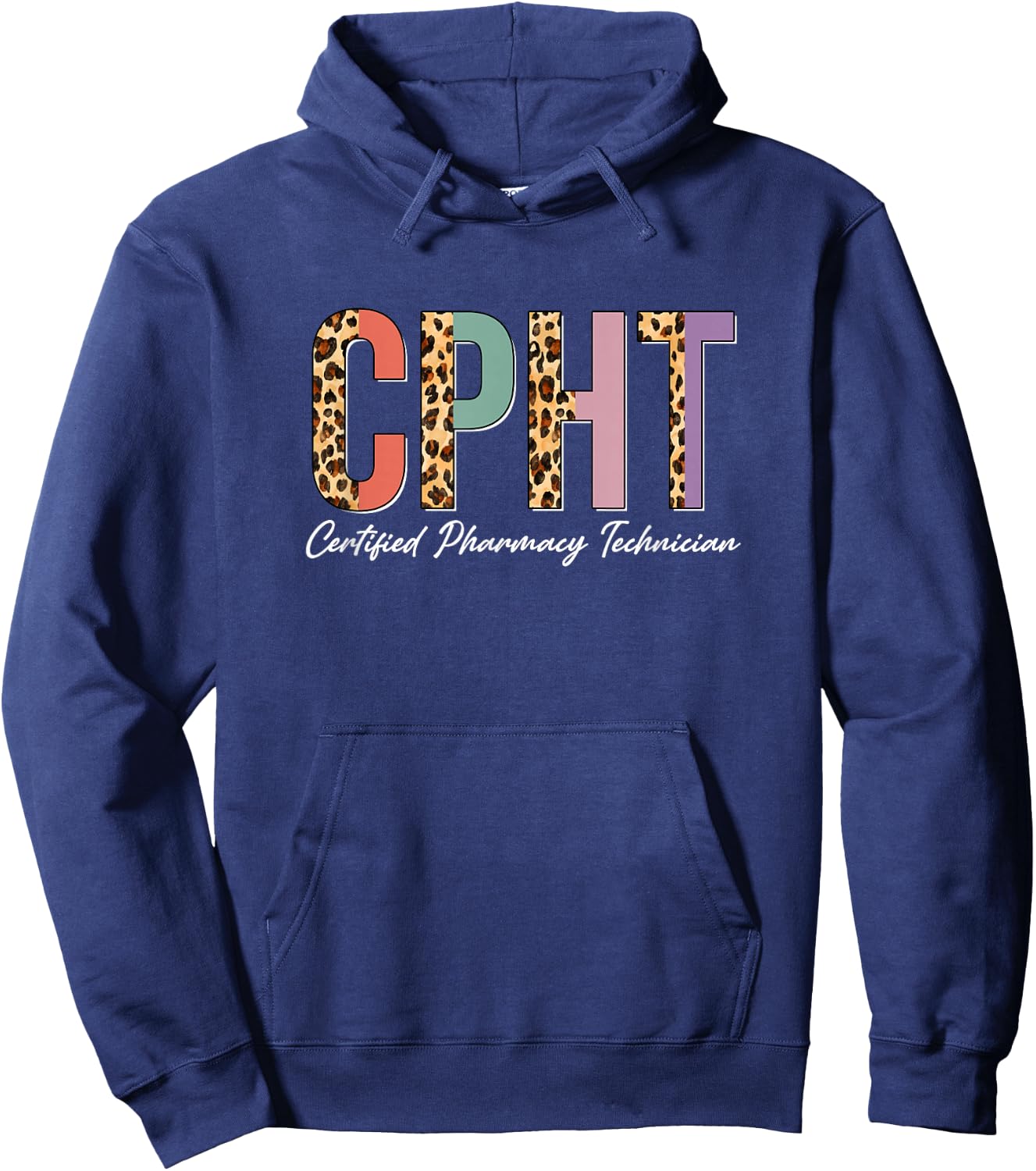 CPHT Leopard Certified Pharmacy Technician Hoodie - Hoodie | Navy