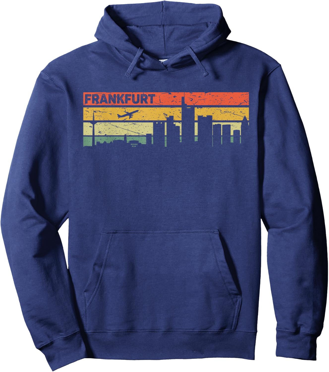 Frankfurt Vintage Skyline Retro Stadt Deutschland Hoodie - Hoodie | Navy