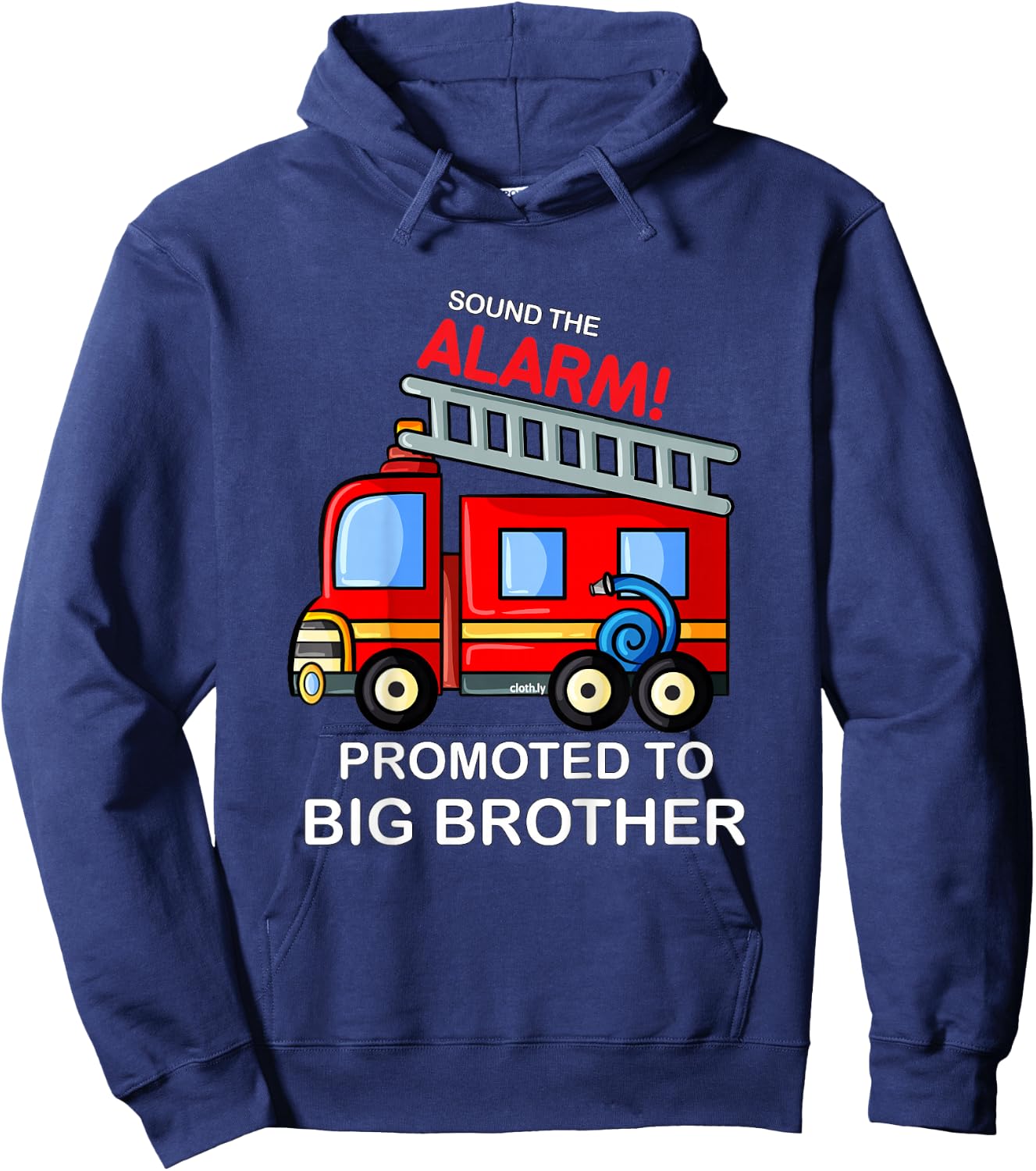 Kids Promoted to Big Brother Shirt Firetruck Hoodie - Hoodie | Navy