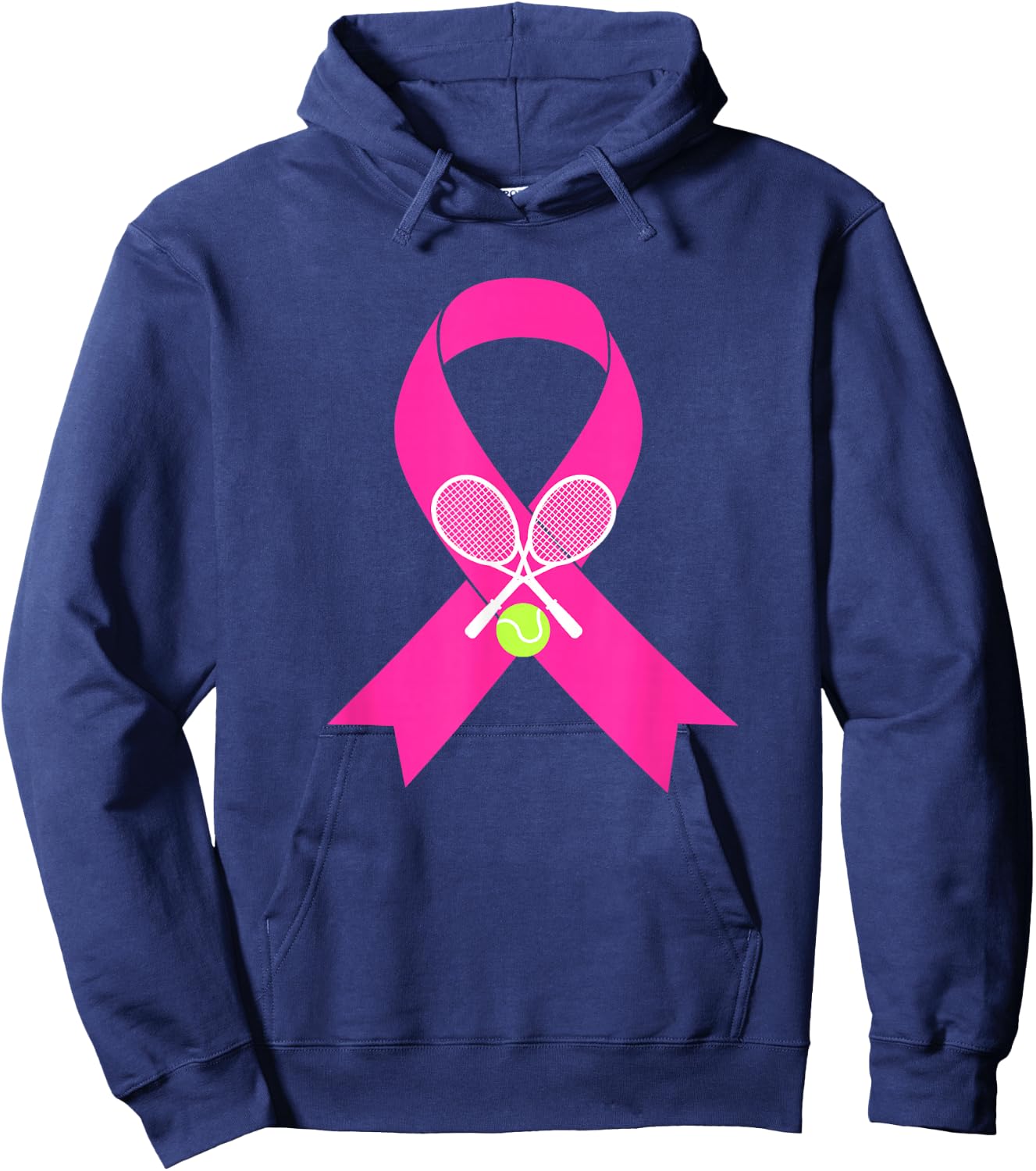 Tennis Breast Cancer Awareness Pink Ribbon Hoodie - Hoodie | Navy
