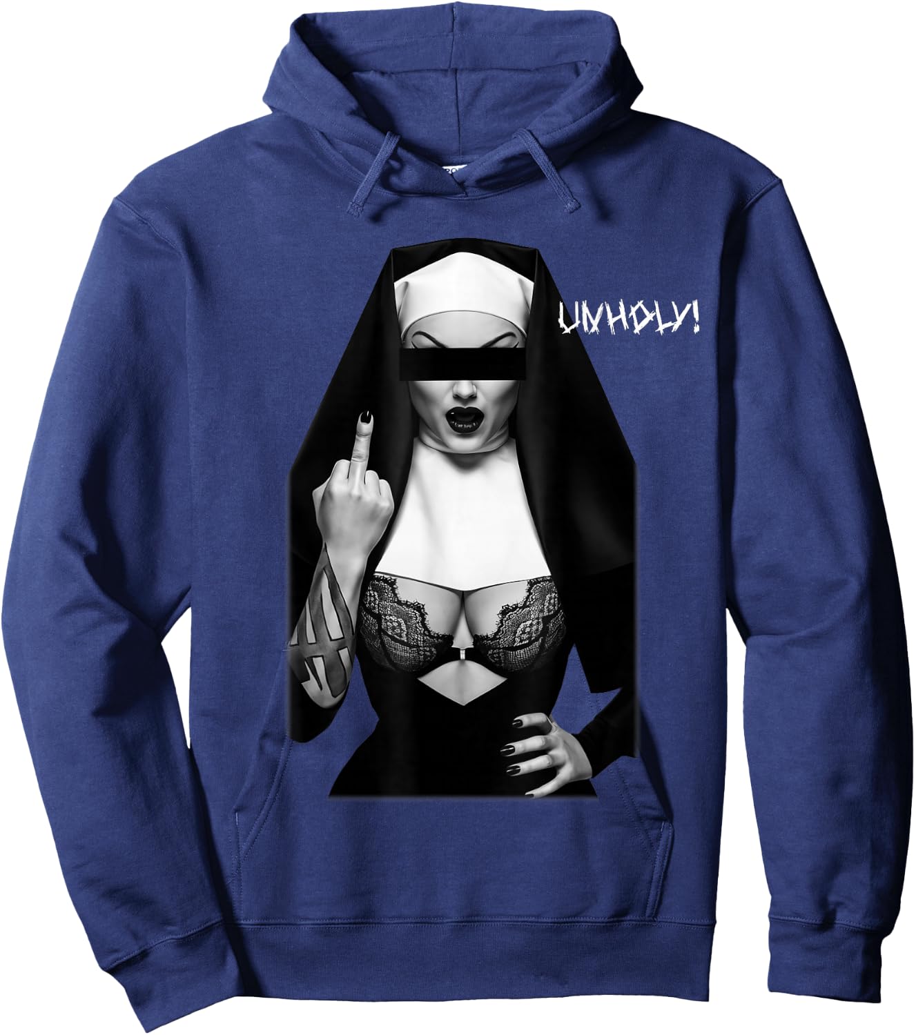 Unholy Sexy Nun Tattoo Hoodie - Hoodie | Navy