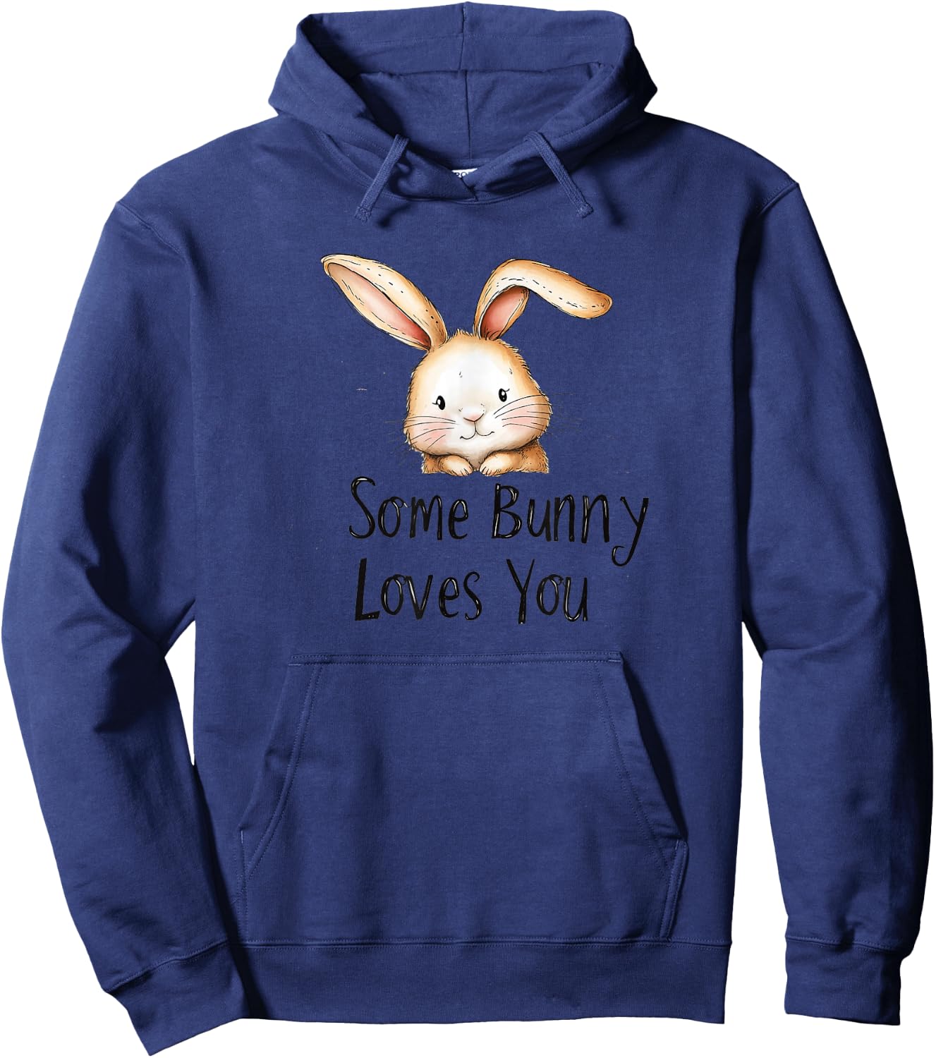 Some Bunny Loves You Cute Rabbit Illustration Hoodie - Hoodie | Navy