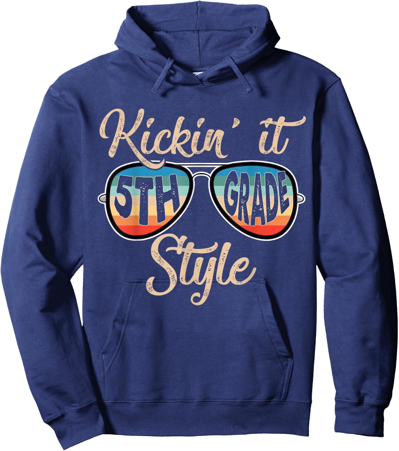 P41l Retro Kickin It 5th Grade Style Teacher Back To School Women Girls Kids Hoodie - Hoodie | Navy