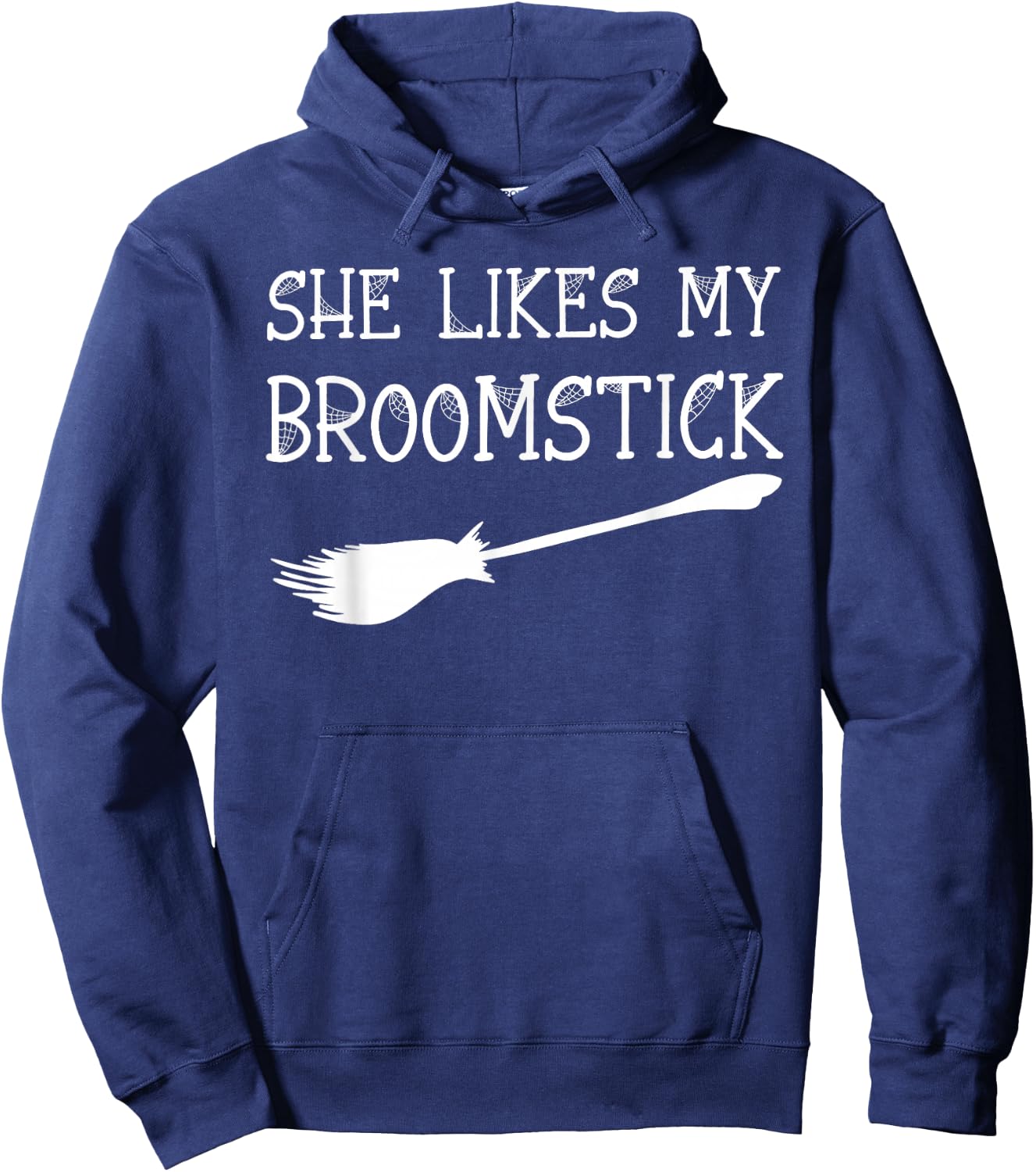 I Love Her Pumpkins I Love His Broomstick Halloween Couples Hoodie - Hoodie | Navy