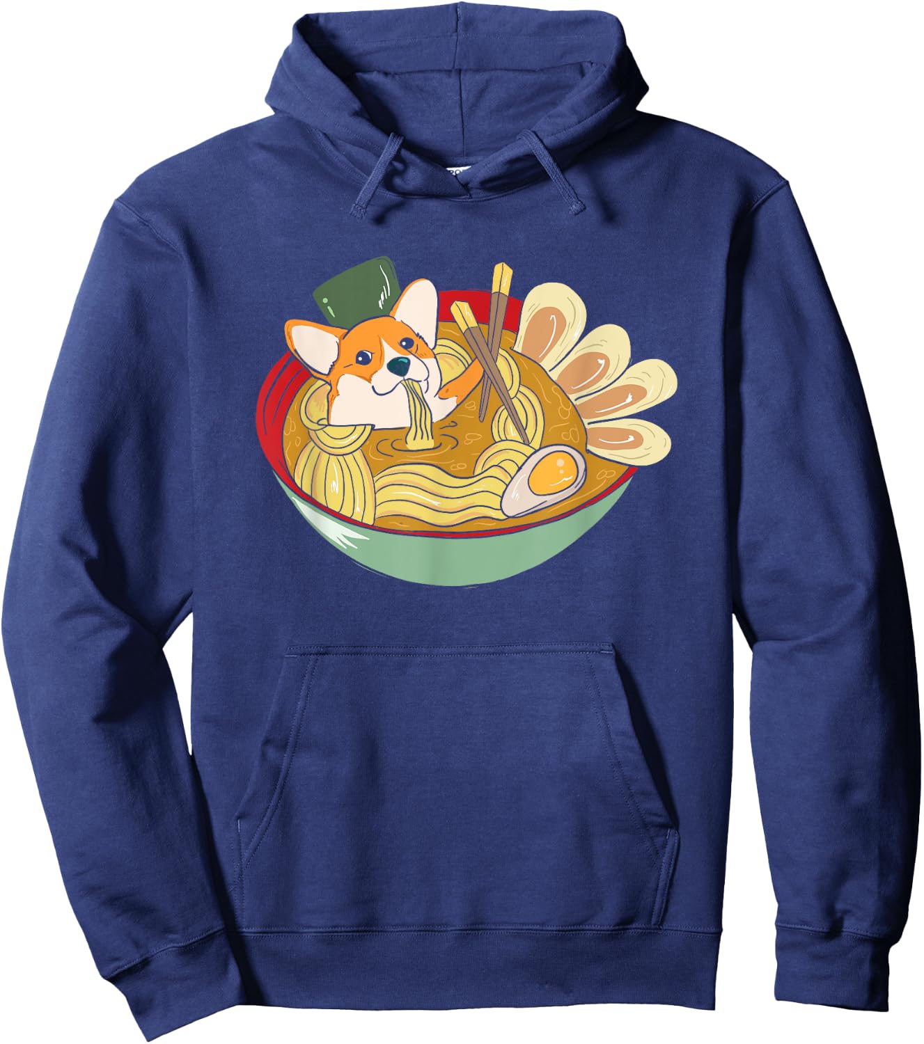 Kawaii Ramen Corgi DOG Shirt Japanese Noodles Gift Hoodie - Hoodie | Navy