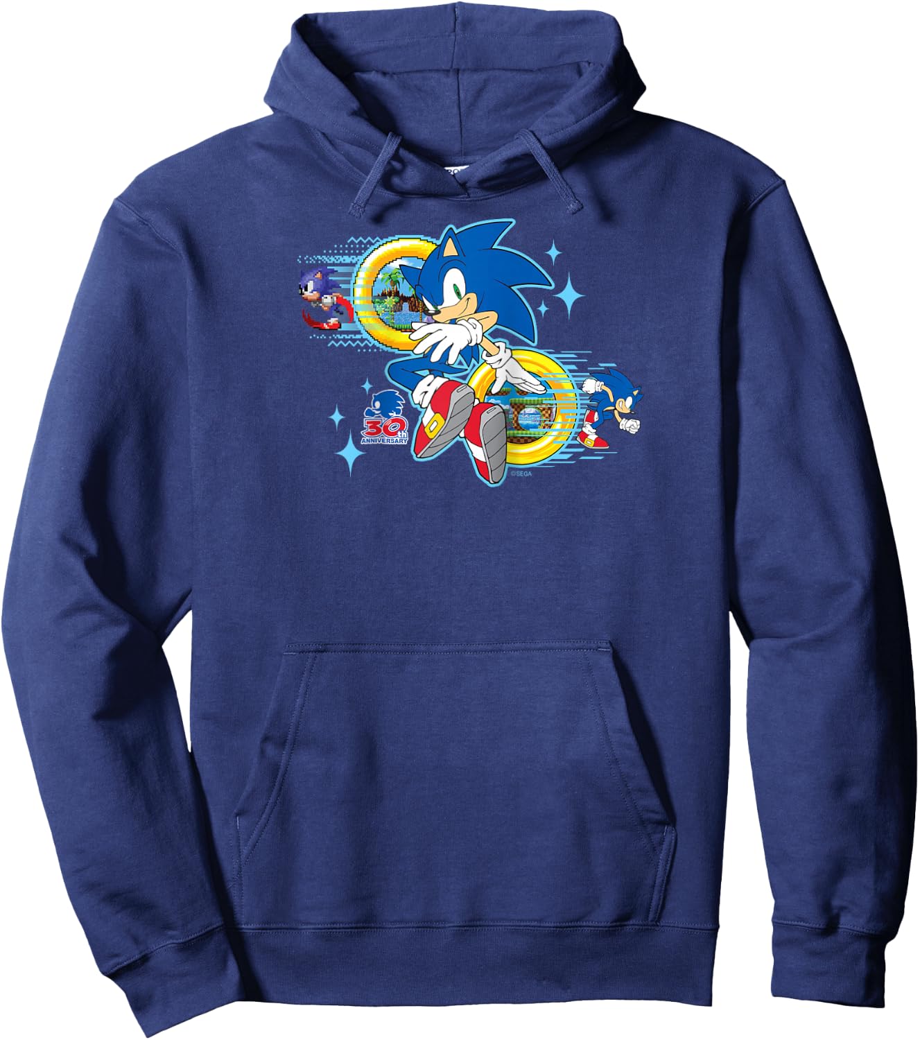 Sonic the Hedgehog's 30th Anniversary Raglan Baseball Hoodie - Hoodie | Navy