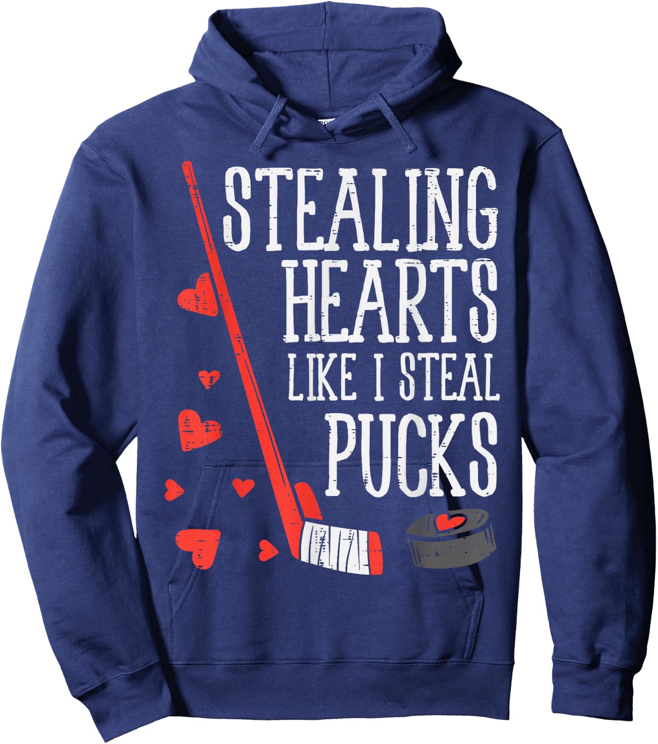 Stealing Hearts Like I Steal Pucks Valentines Day Ice Hockey Hoodie - Hoodie | Navy