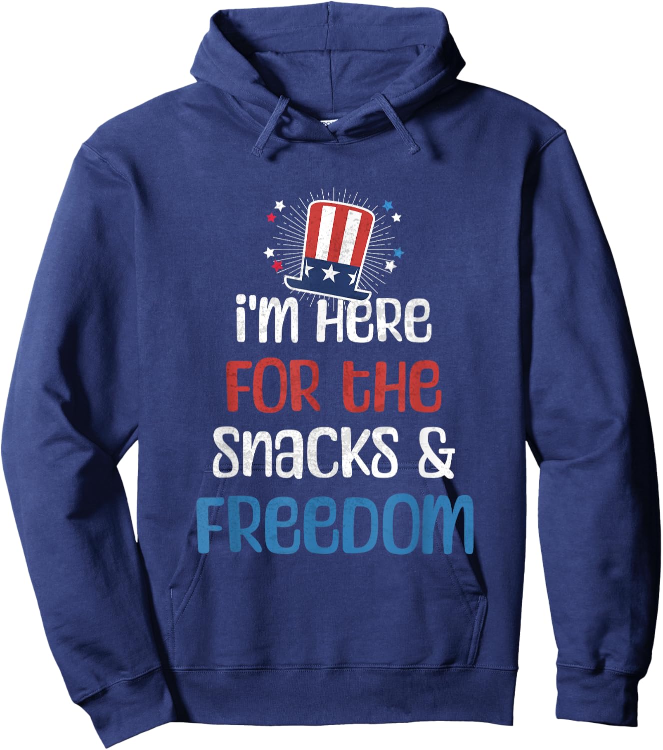 I'm Here For The Snacks & Freedom USA Funny 4th of July Kids Hoodie - Hoodie | Navy