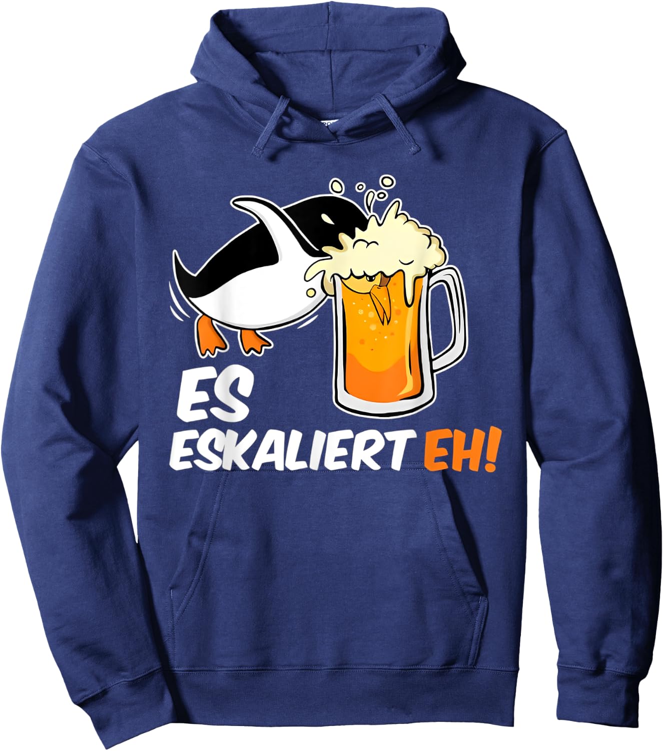 Es Eskaliert Eh! Pinguin Biertrinker Beer Bier Saufen Hoodie - Hoodie | Navy