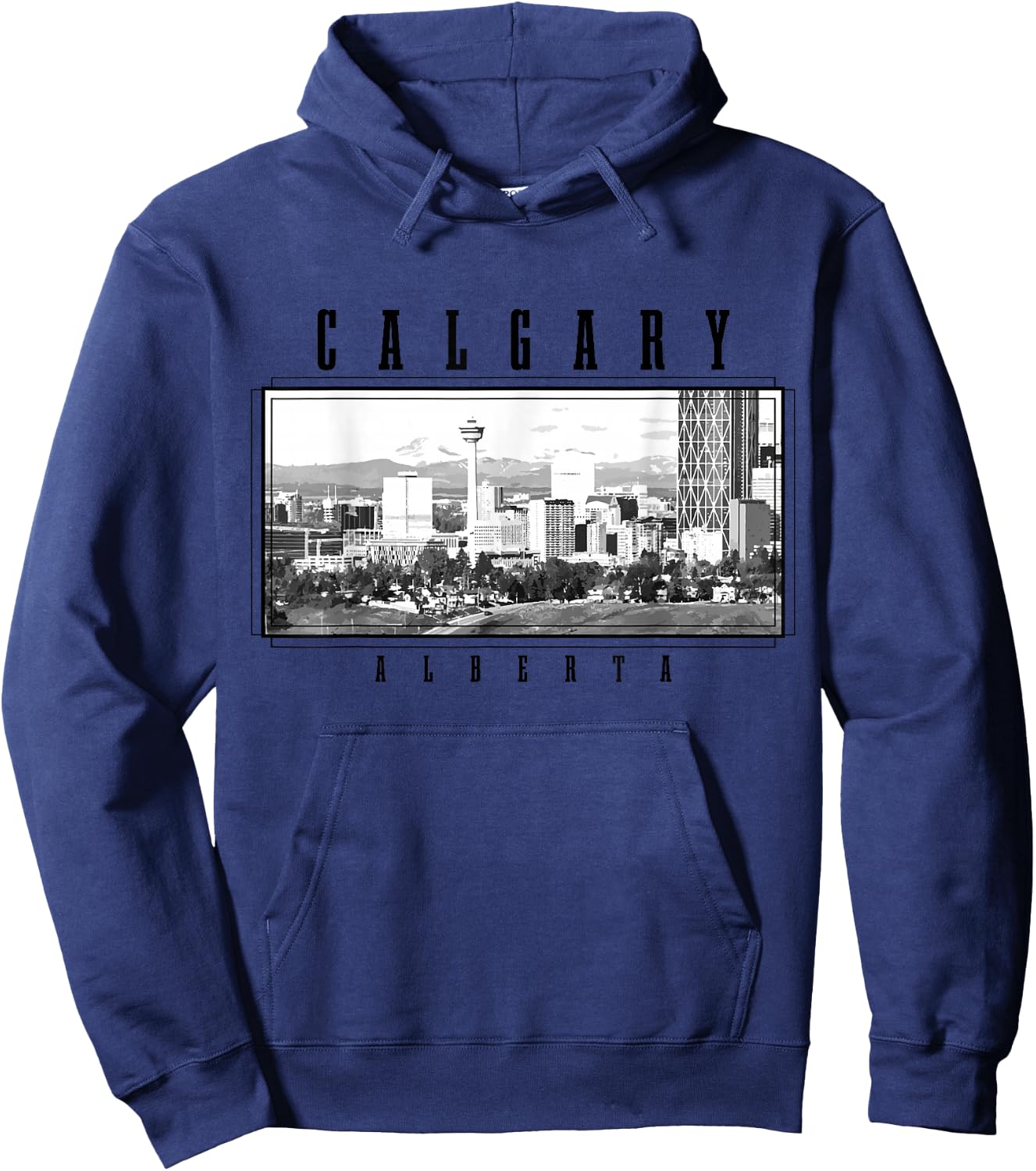 Calgary Alberta Canada Vintage Souvenir Skyline Hoodie - Hoodie | Navy