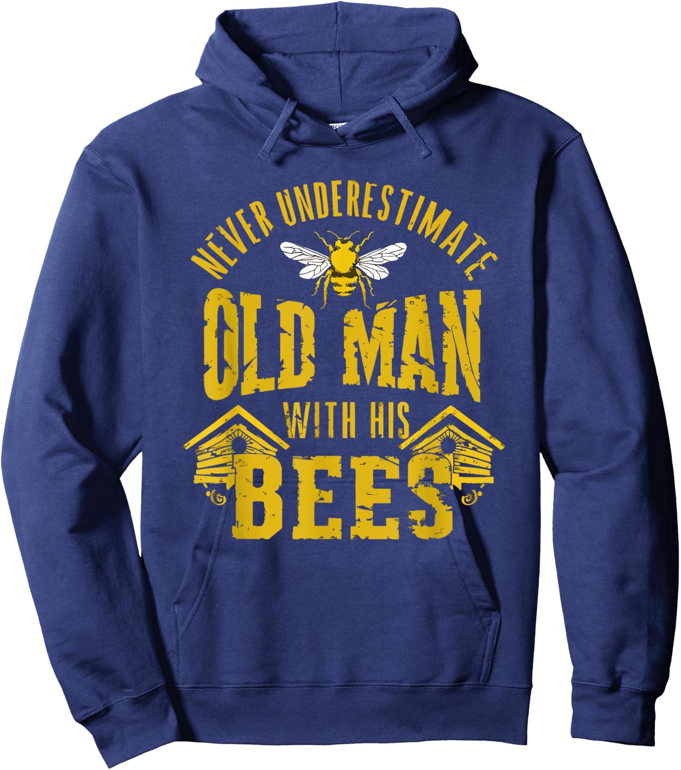 Funny Never Underestimate An Old Man Beekeeper Vintage Hoodie - Hoodie | Navy