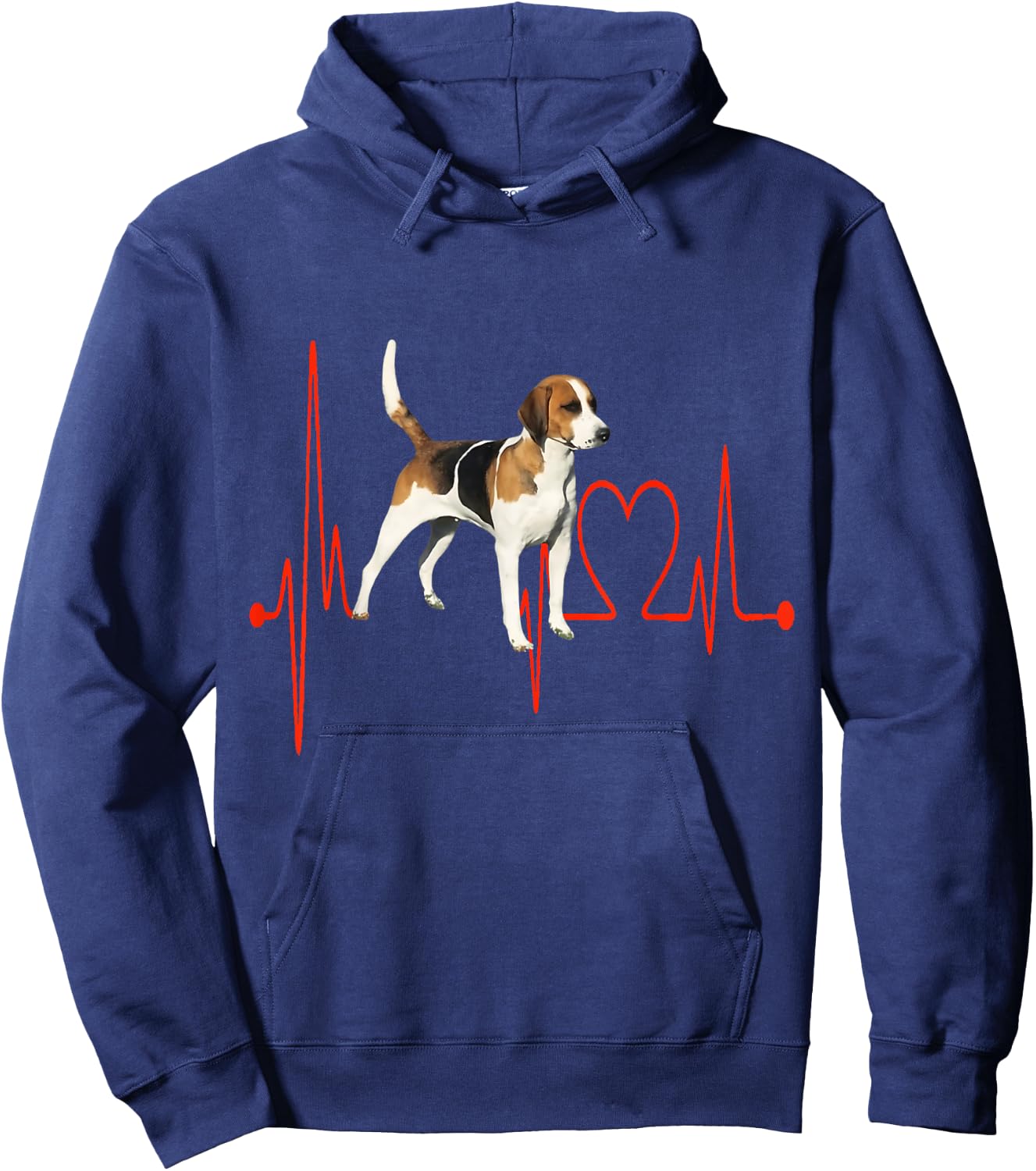 Anglo-French Small Venerie Dog Heartbeat Adorable Fan , Black, S Hoodie - Hoodie | Navy