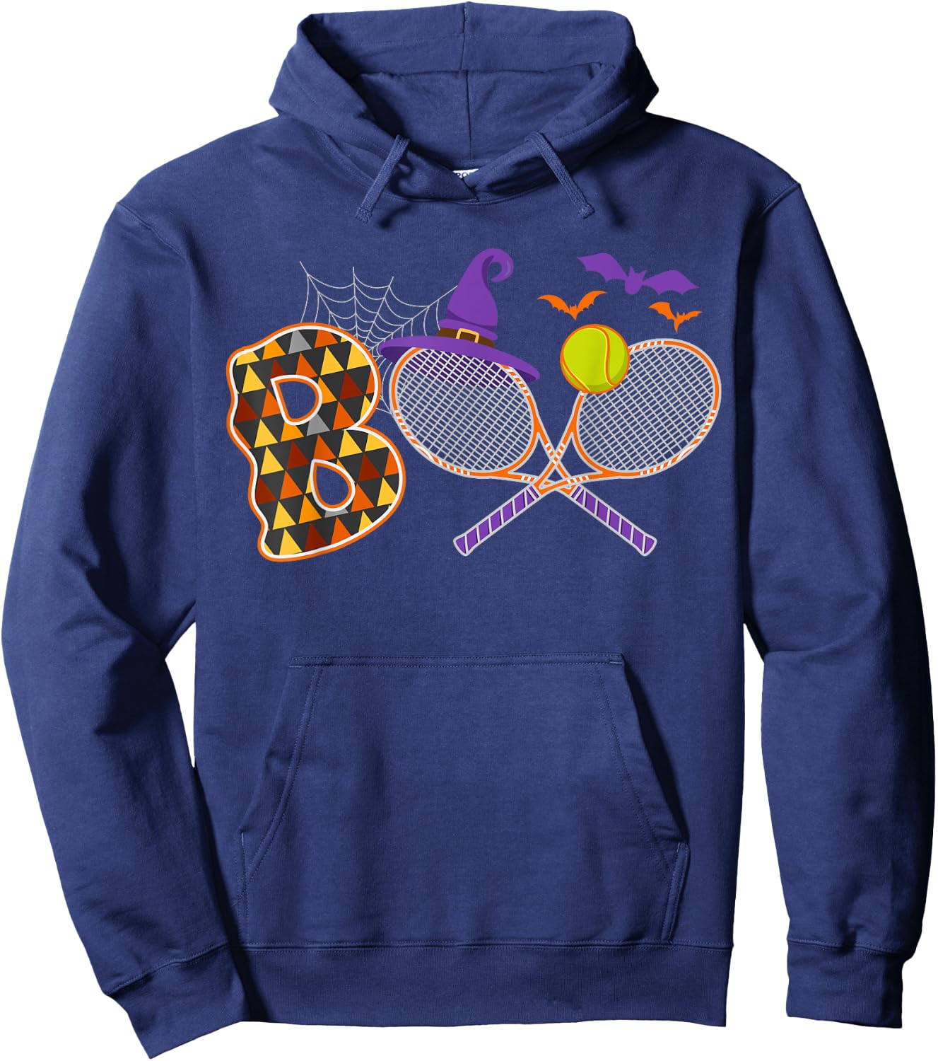 Boo Creepy Tennis Halloween Pumpkin Tennis Ball Costume Hoodie - Hoodie | Navy