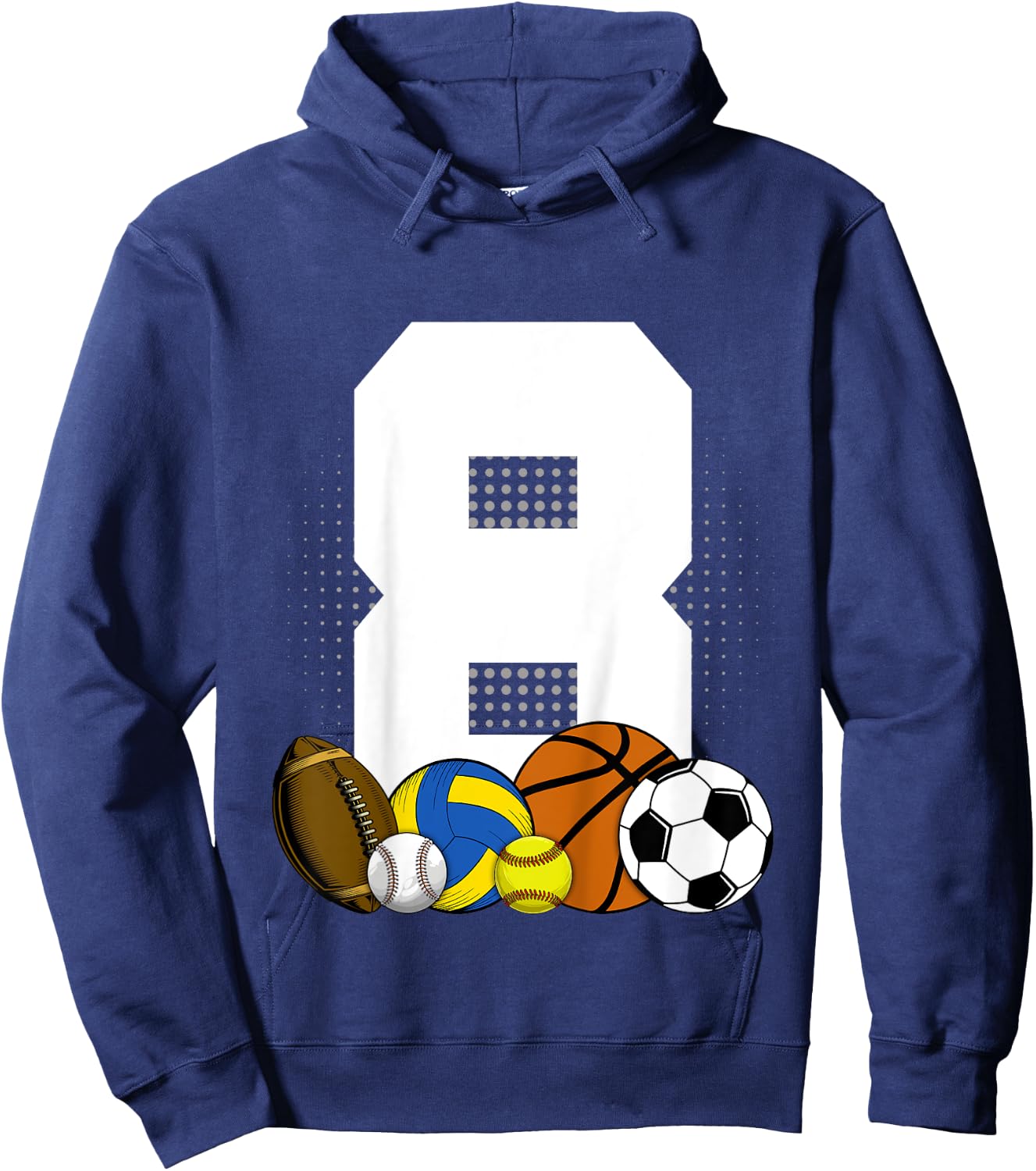 Kids 8 years Birthday Sports Kids Boys 8th Birthday Baller Hoodie - Hoodie | Navy