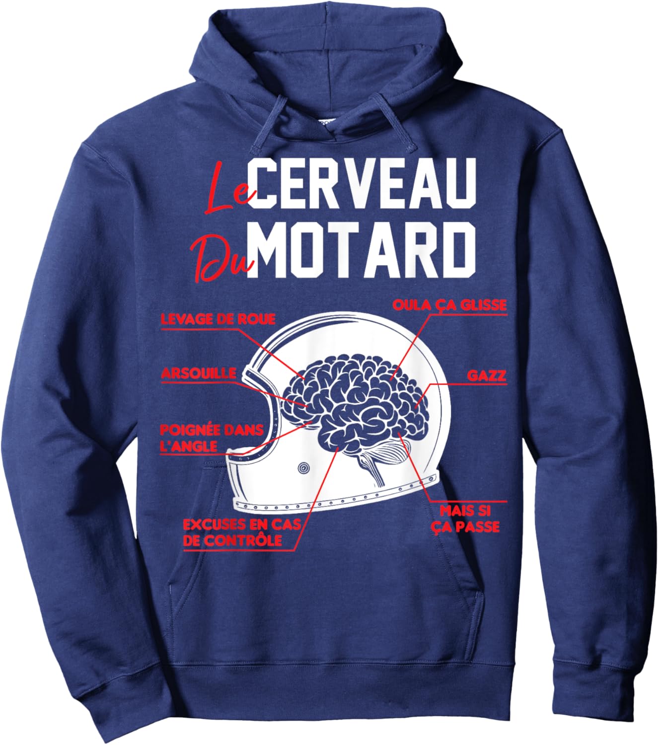 Birthday Gift Motorcycle Cross Biker Brain , Black, S Hoodie - Hoodie | Navy