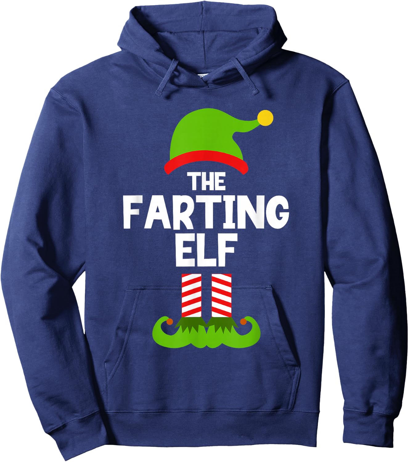 Funny The Farting Elf Christmas Family Party Pajama Fart Hoodie - Hoodie | Navy