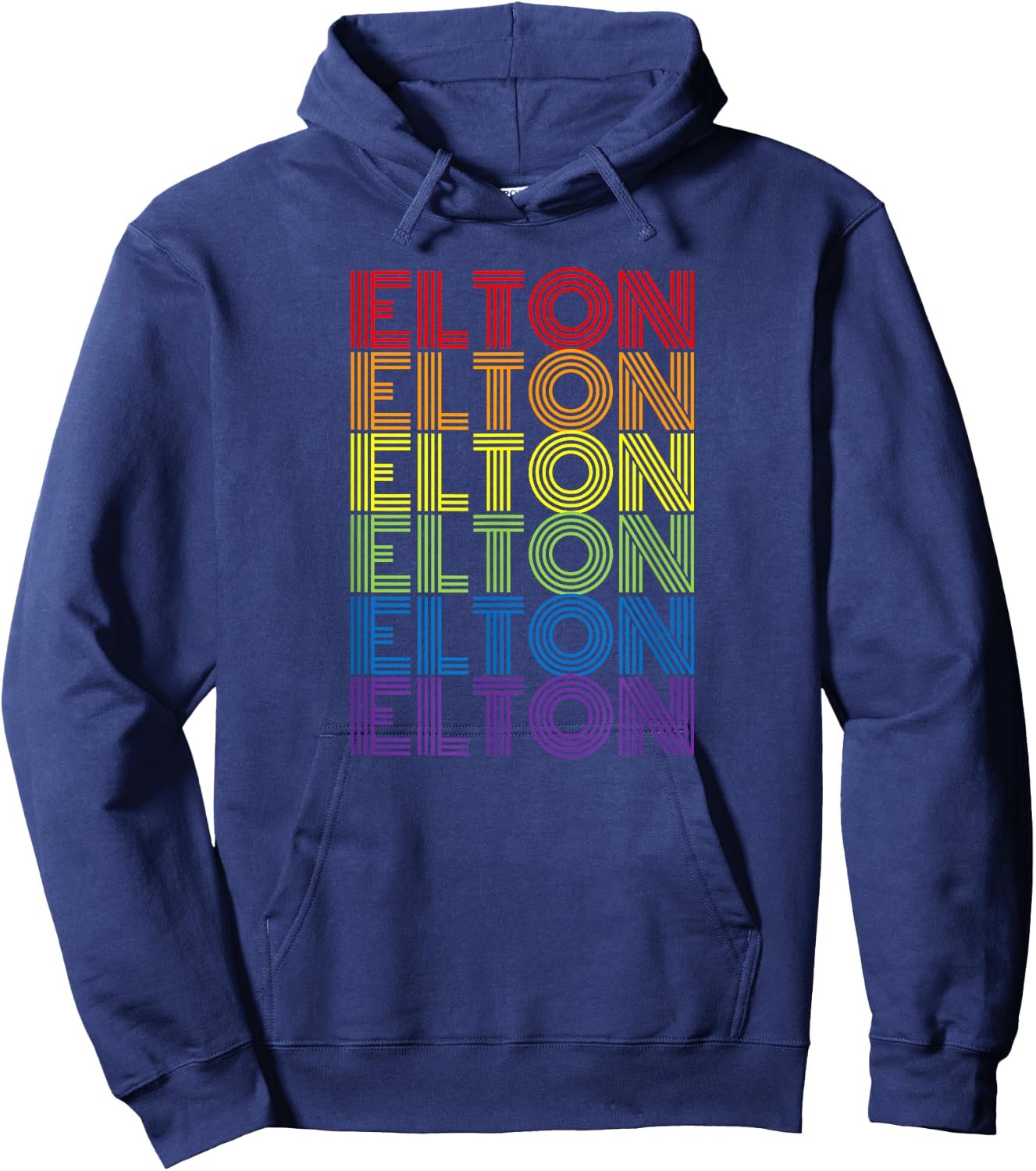 Retro Style Elton Rainbow Hoodie - Hoodie | Navy