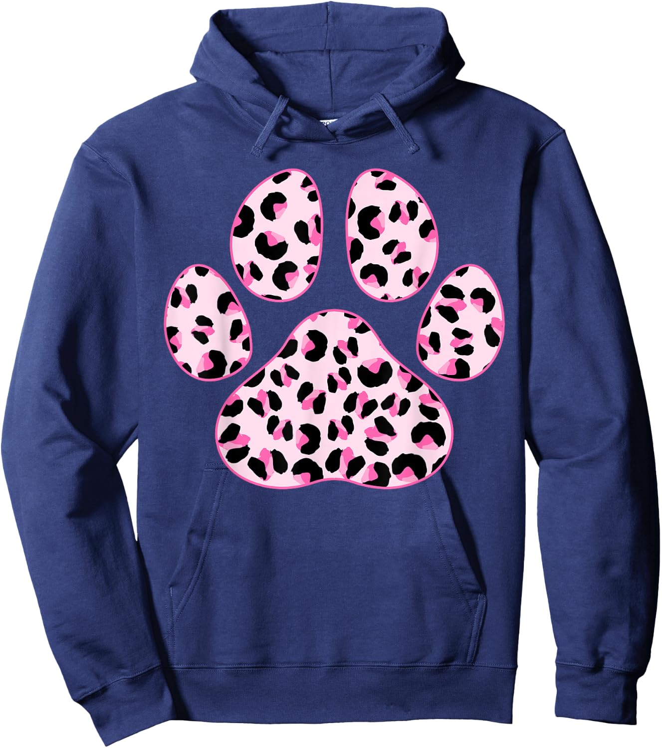 Cat Paw Print Cute Leopard Pattern Dog Lover Leopard Print Men Women Kids Hoodie - Hoodie | Navy