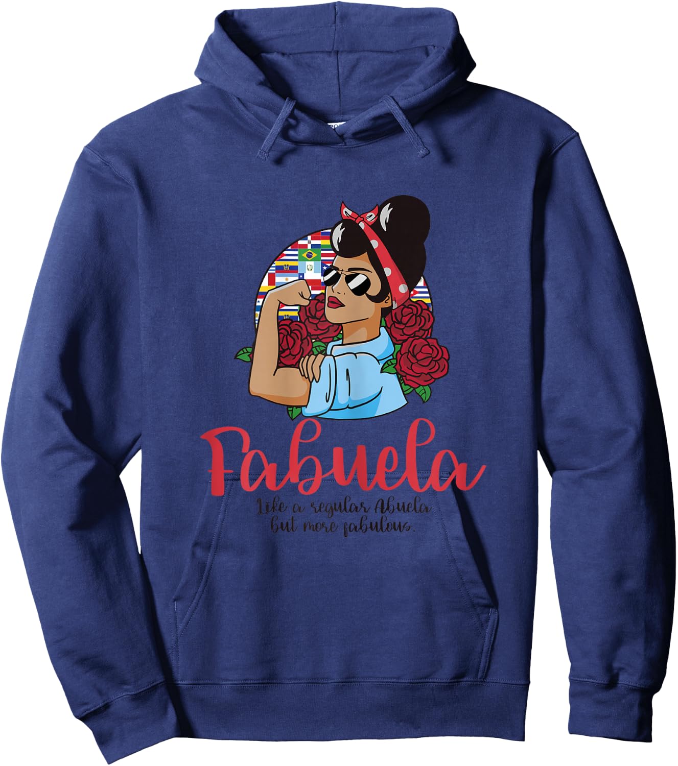 Fabuela Like a Regular Abuela But More Fabulous Messy Bun Hoodie - Hoodie | Navy