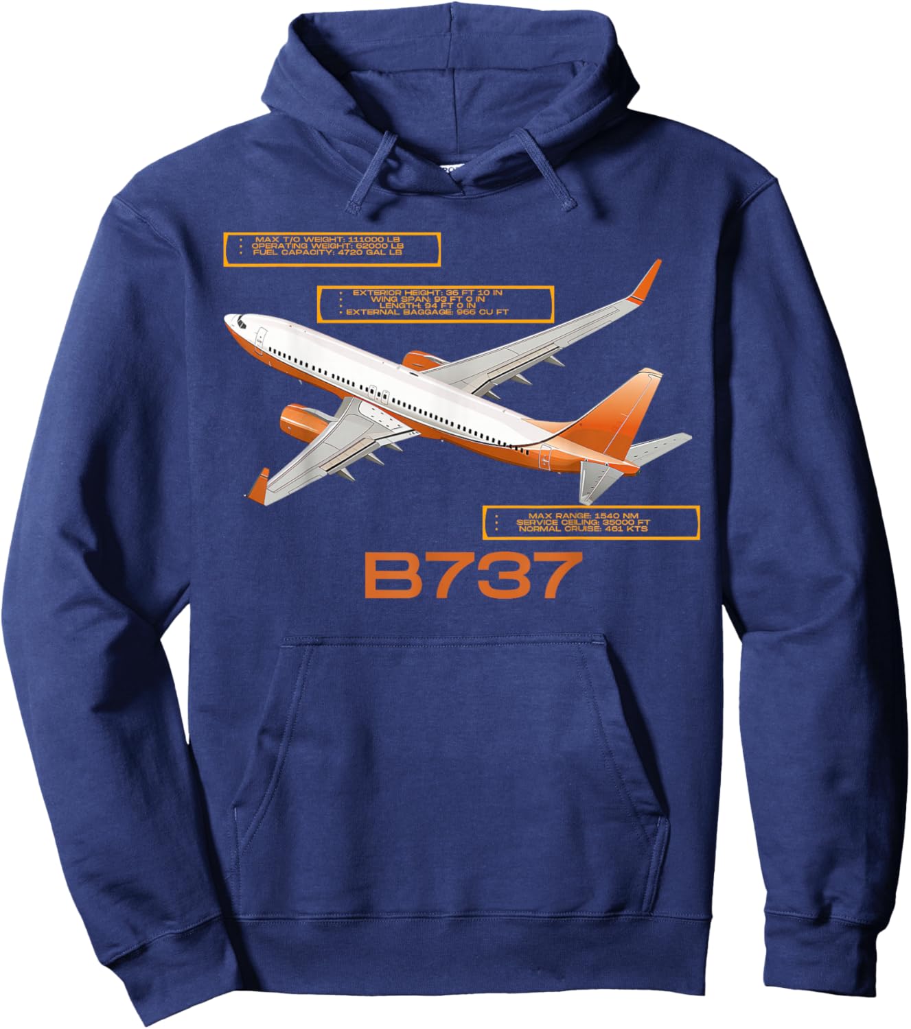 B737 Jet Airplane! Aviation Airplane Hoodie - Hoodie | Navy