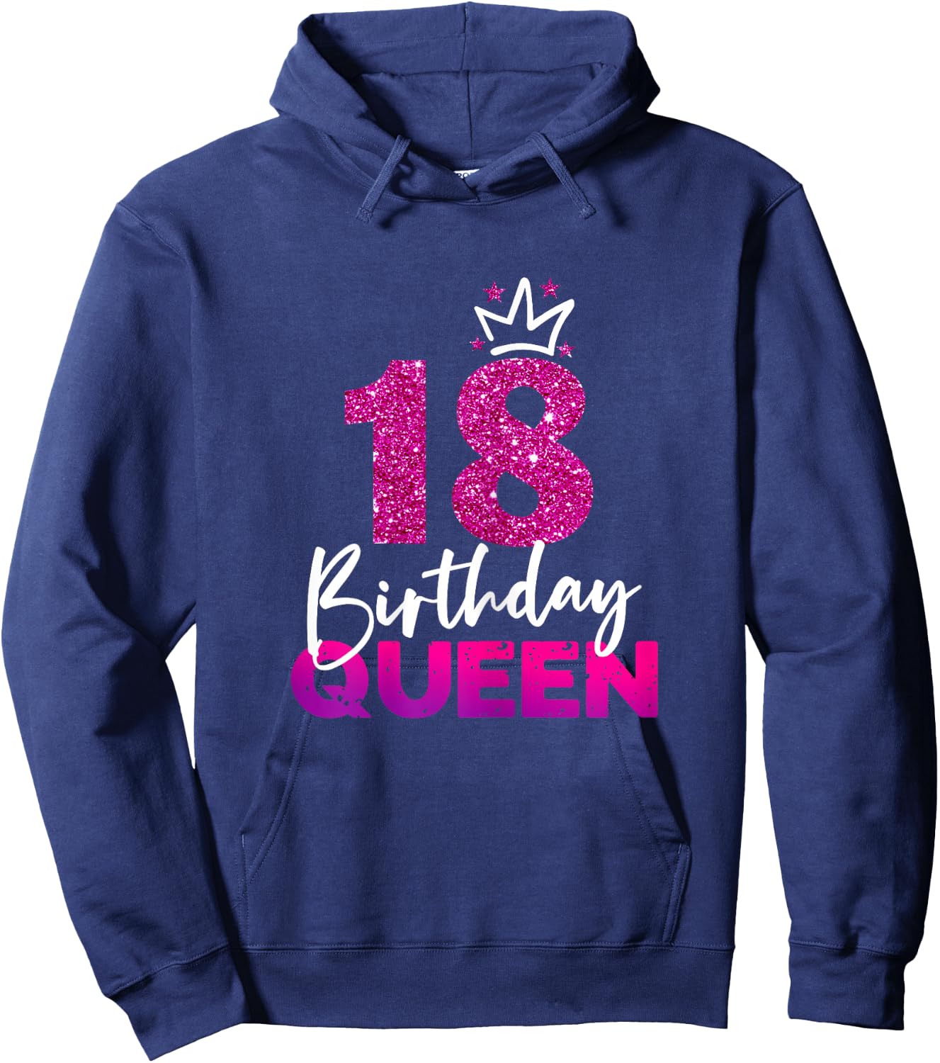 Ladies 18th Birthday Queen Gift 18th Birthday , black Hoodie - Hoodie | Navy
