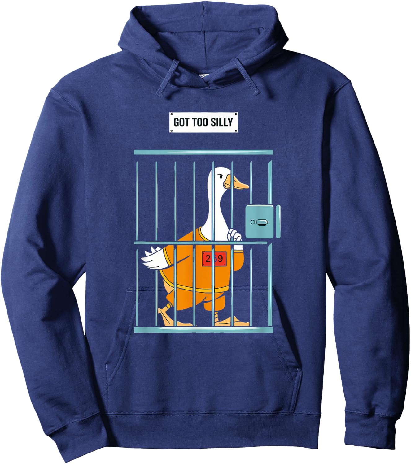 Got Too Silly Funny Goose - Funny Goose Jail Bird Hoodie - Hoodie | Navy