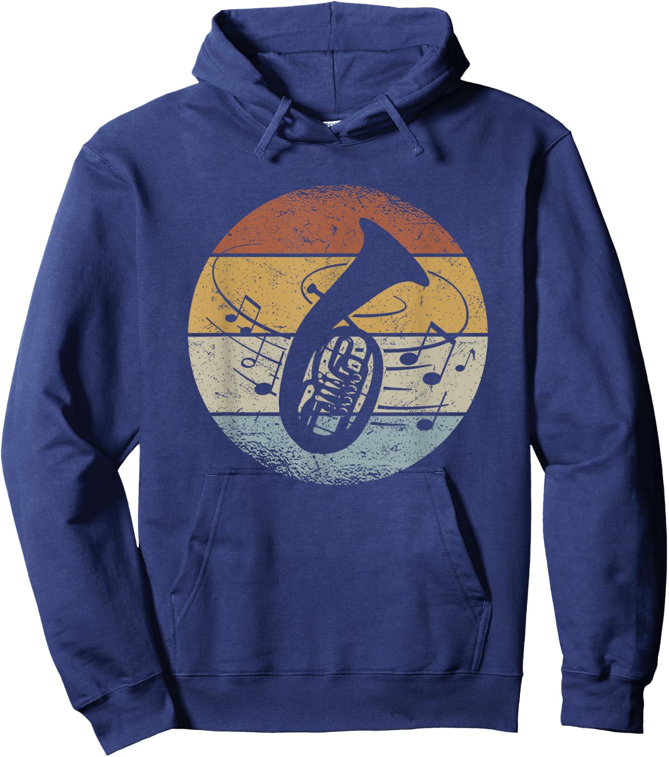 Tenor Hornist Orchestra Musician Notes Retro Tenor Horn , black, s Hoodie - Hoodie | Navy