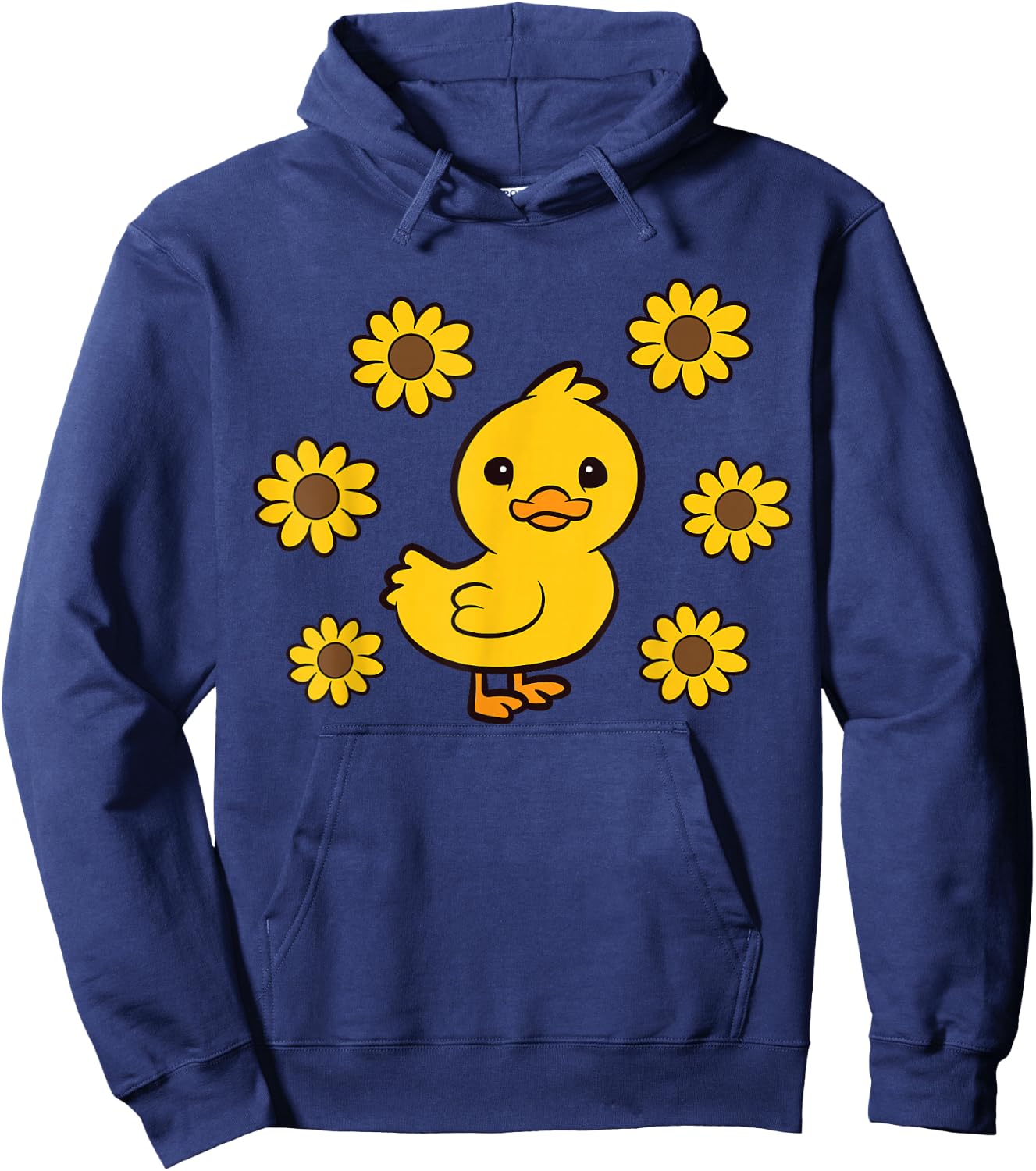 Cute Duck Summer Sunflower Kawaii Duck Hoodie - Hoodie | Navy