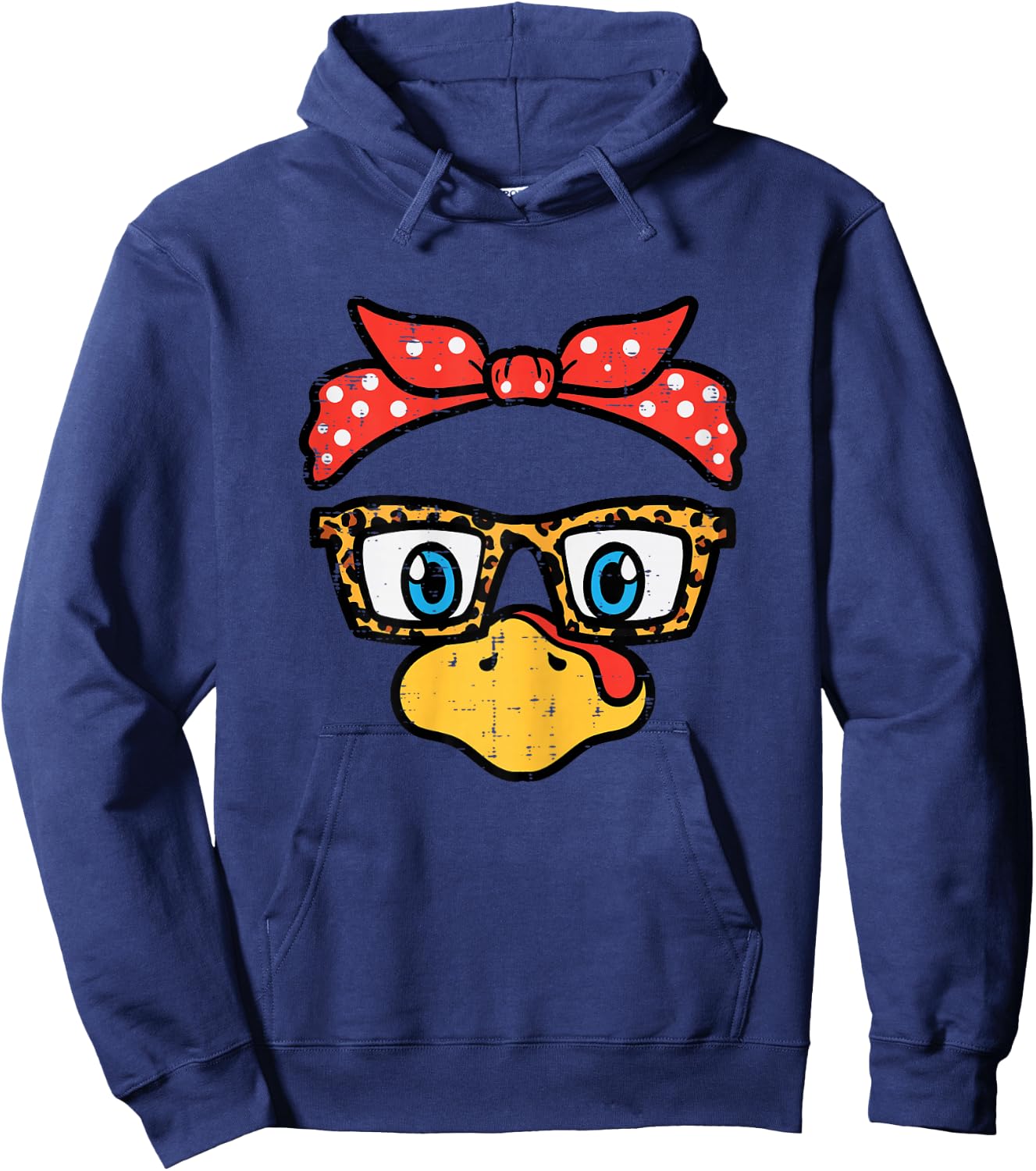 Thanksgiving Turkey Face Eyeglasses Mom Women Girls Kids Hoodie - Hoodie | Navy