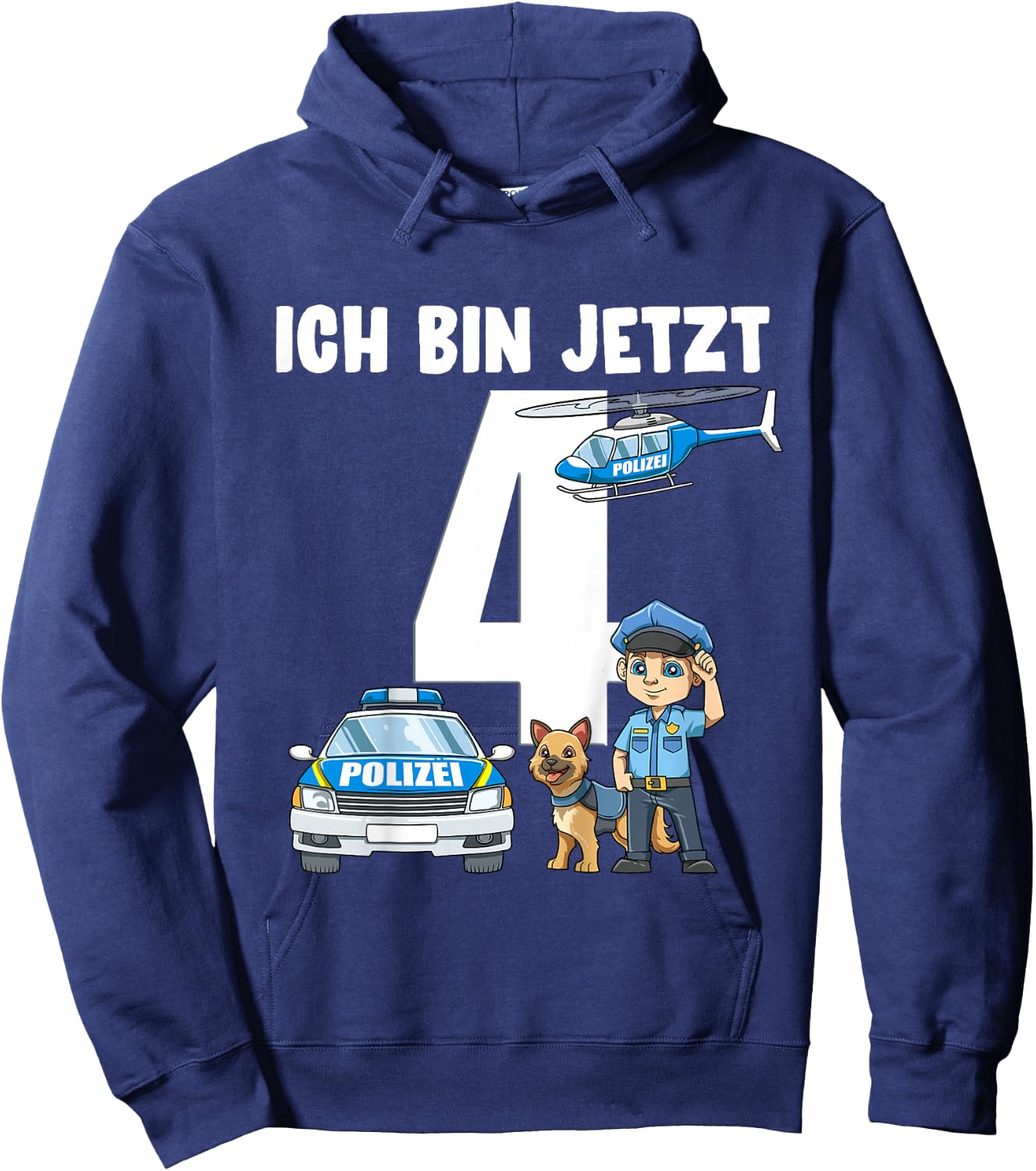 Children's 4th Birthday Police Shirt - 4 Years Old Gift , black Hoodie - Hoodie | Navy