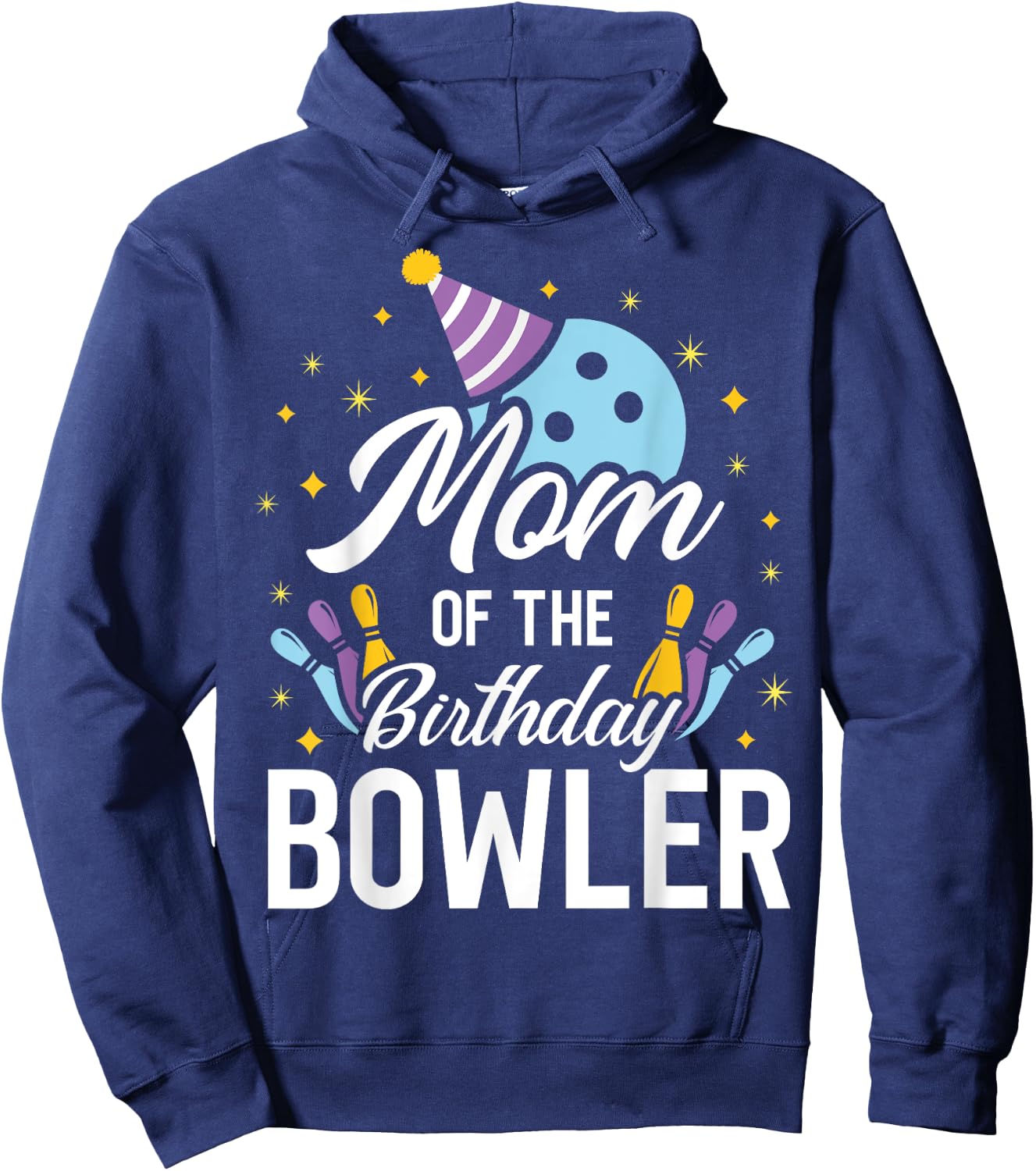 Mom Of The Birthday Bowler Bowling Party Matching Family Hoodie - Hoodie | Navy