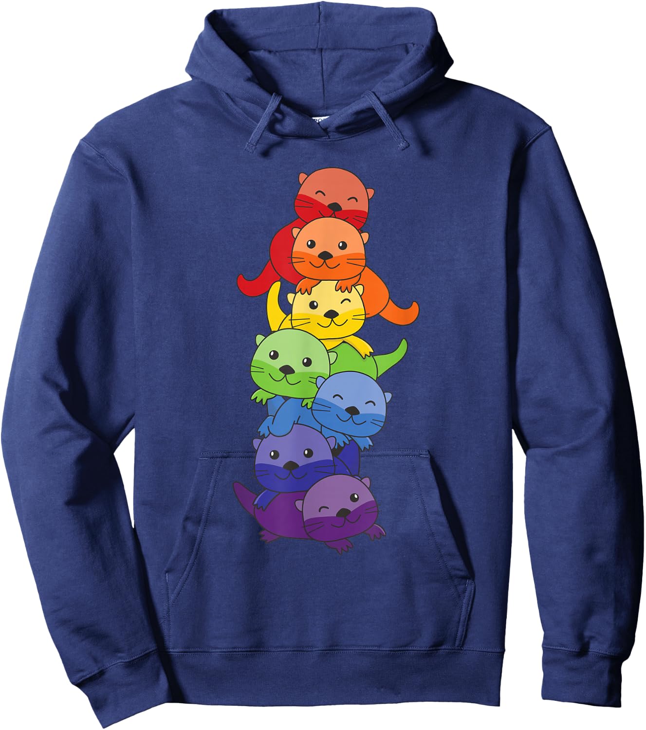 Rainbow Flag Pride Month LGBTQ Rainbow Otter Hoodie - Hoodie | Navy