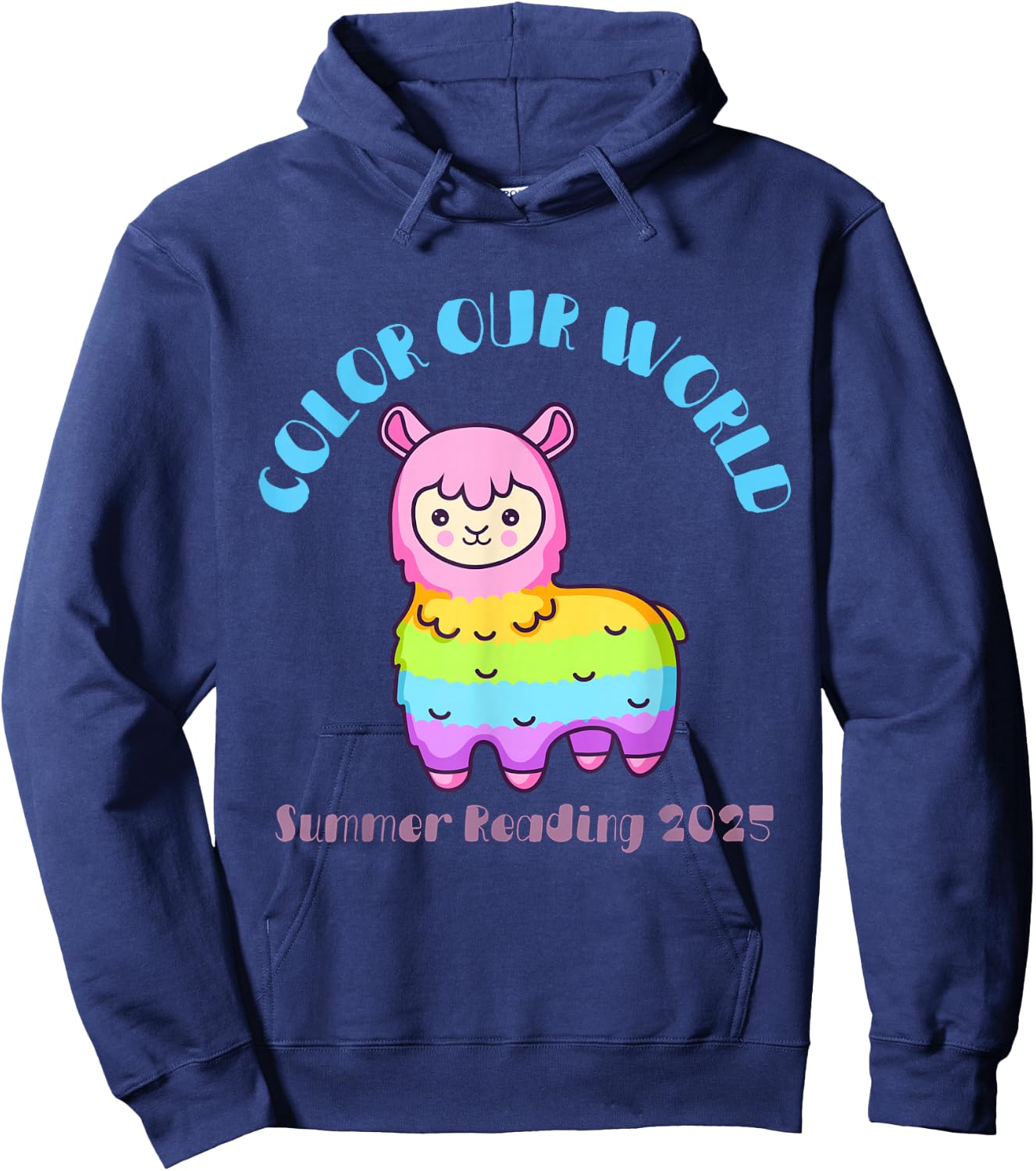 Color Our World Summer 2025 Reading Program- Llama Hoodie - Hoodie | Navy