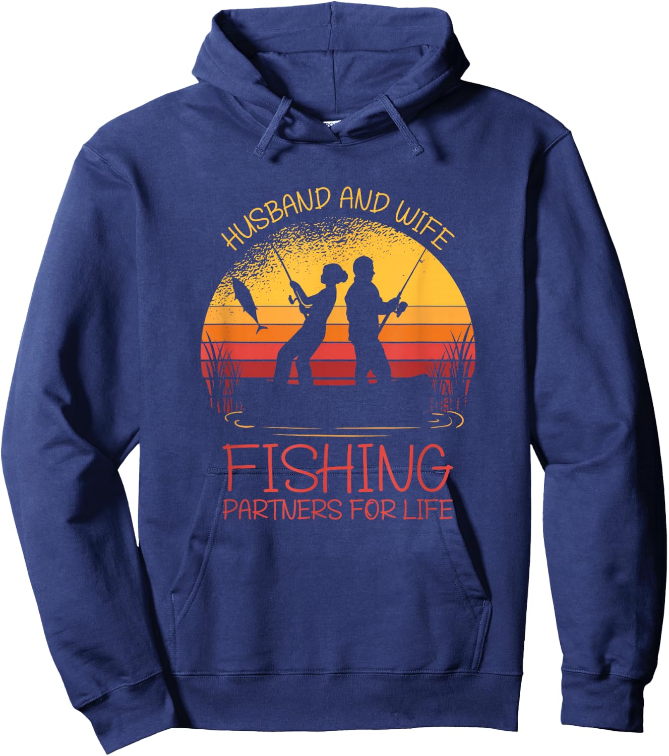 Husband And Wife Fishing Partners For Life | Funny Fishing Hoodie - Hoodie | Navy