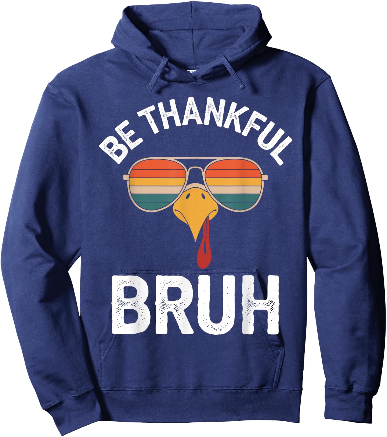 Bruh Thanksgiving Funny Thankful Turkey Boys Kids Hoodie - Hoodie | Navy